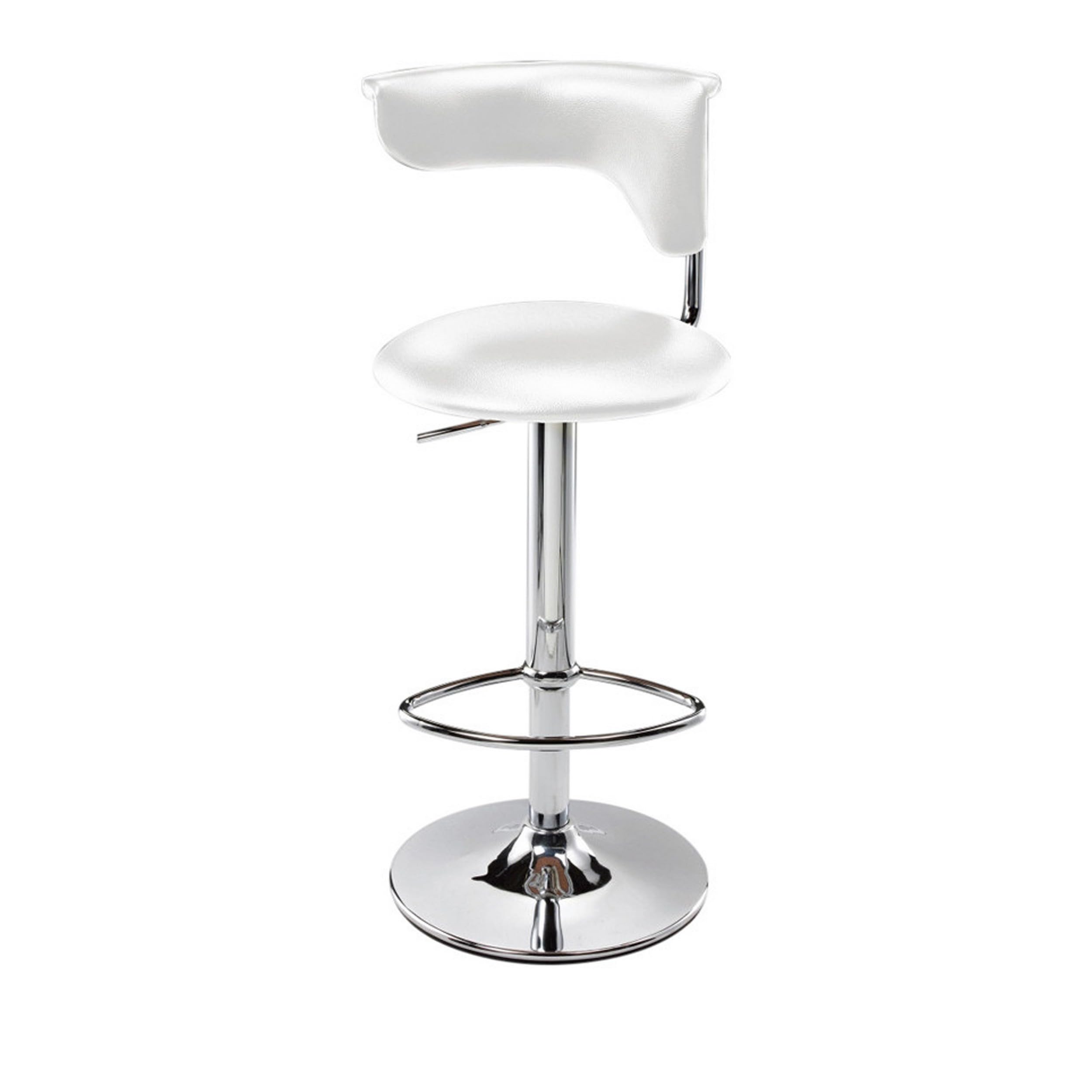 Flax 22-32 Inch Adjustable Counter Height Stool, Vegan Faux Leather, White