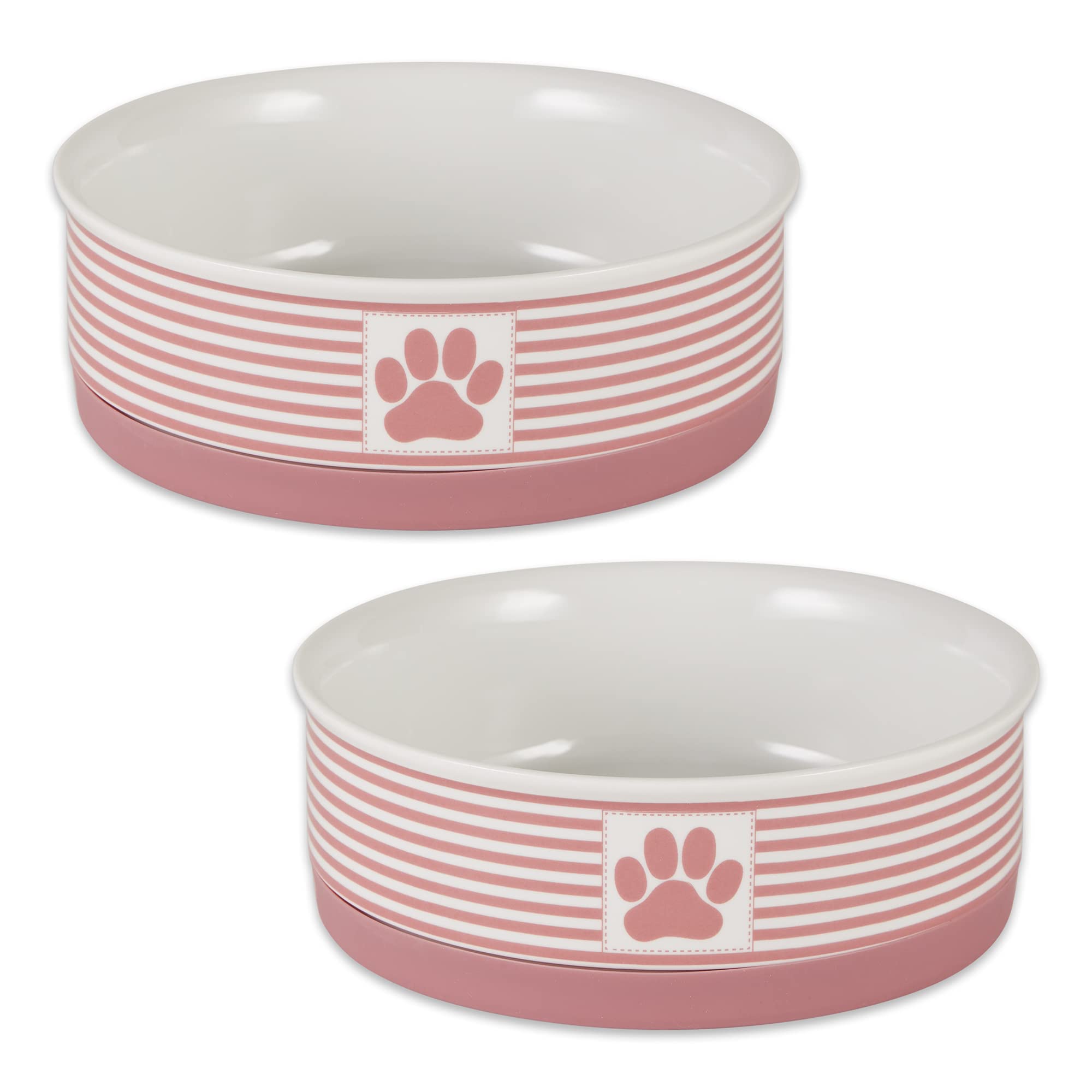 Bone Dry Paw & Patch Ceramic Pet Collection, Medium Set, 6X2, Rose, 2 Piece,5742