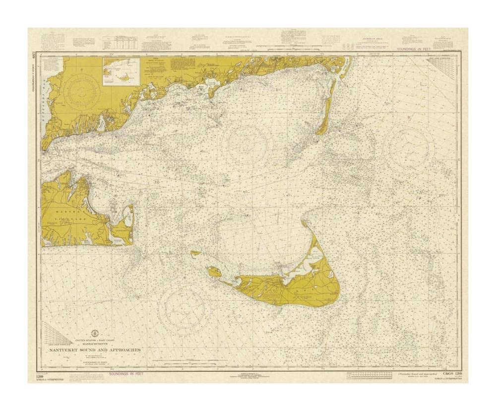 Nautical Chart - Nantucket Sound and Approaches ca. 1973 - Sepia Tinted-Paper Art-18x15”