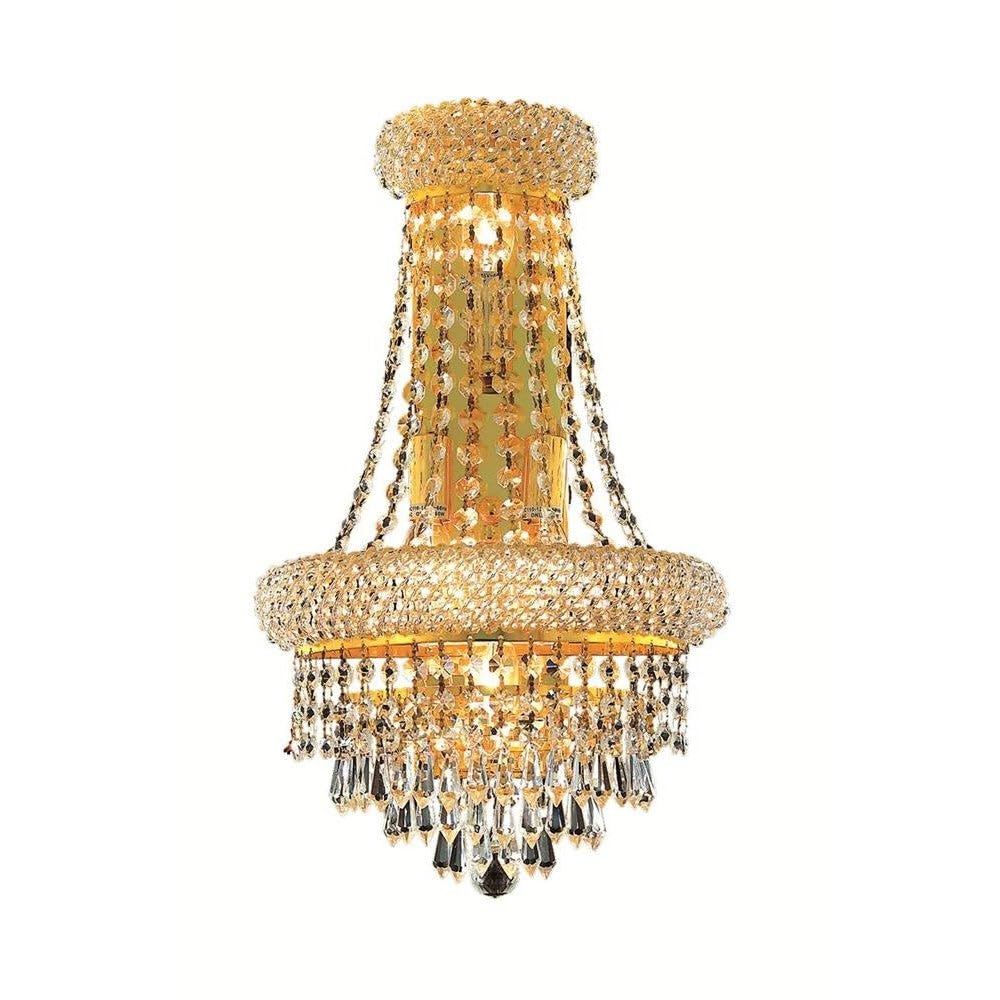 Elegant Lighting V1802W12Sg/Rc Primo - Two Light Wall Sconce, Crystal Style Options: Clear Royal Cut