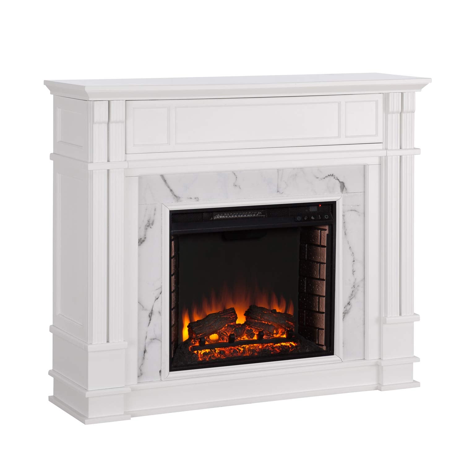 Highgate Faux Cararra Marble Electric Media Fireplace - White