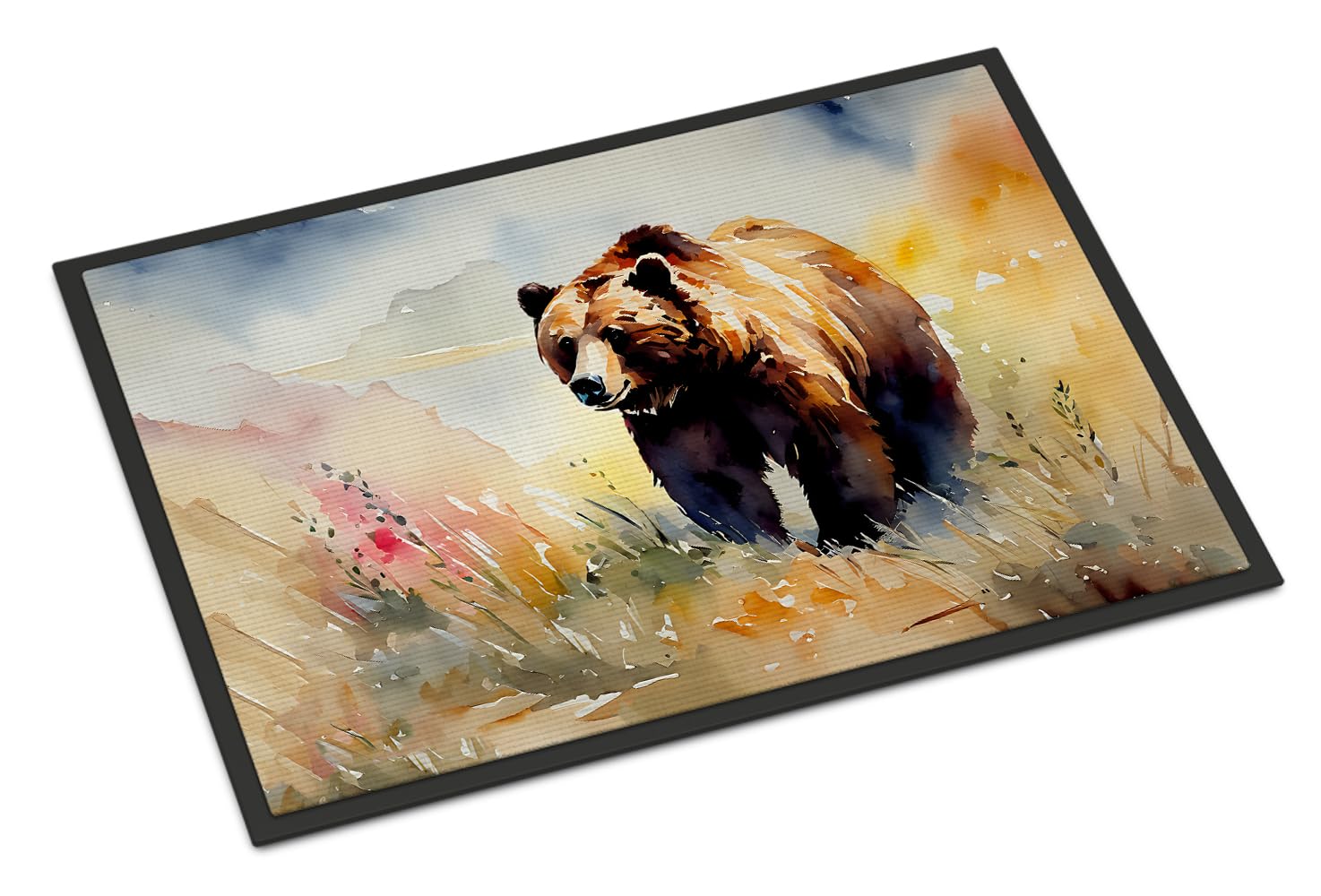 Carolines Treasures DAC2930JMAT Grizzly Bear Doormat Front Door Mat Indoor Outdoor Rugs for Entryway, Non Slip Washable Low Pile, 24H X 36W