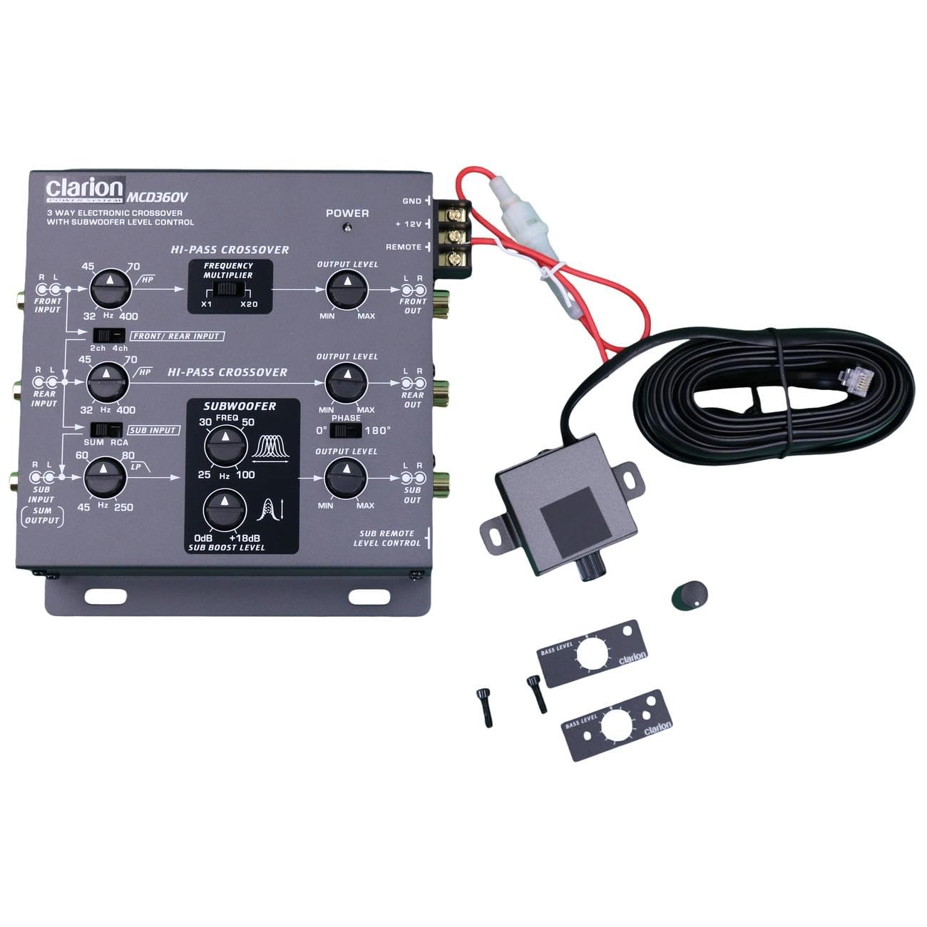 3-Way Electronic Crossover w/Remote Subwoofer Level Control w/Behind panel mount capability
