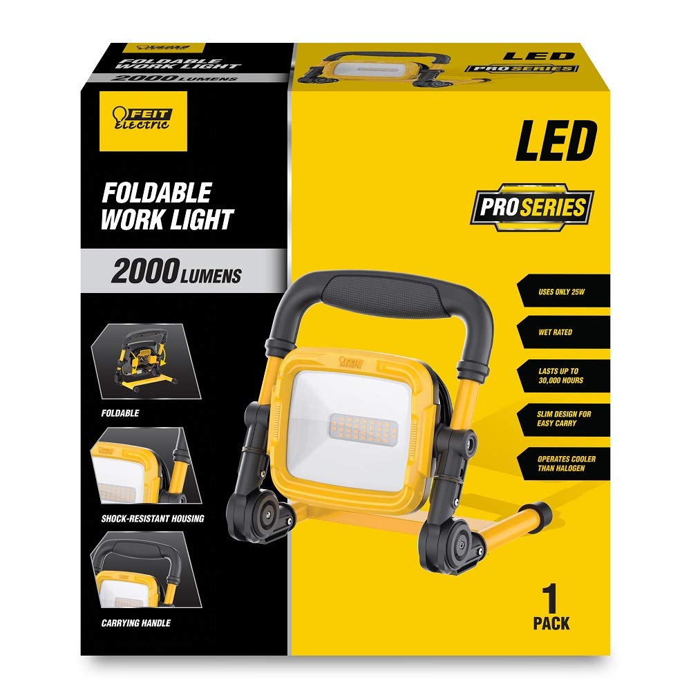 Feit Electric Work2000Xlplugfold 25W 2000 Lumens Proseries Ultra Bright Flood Wet Location 5000K Plug-In Portable Foldable Led W