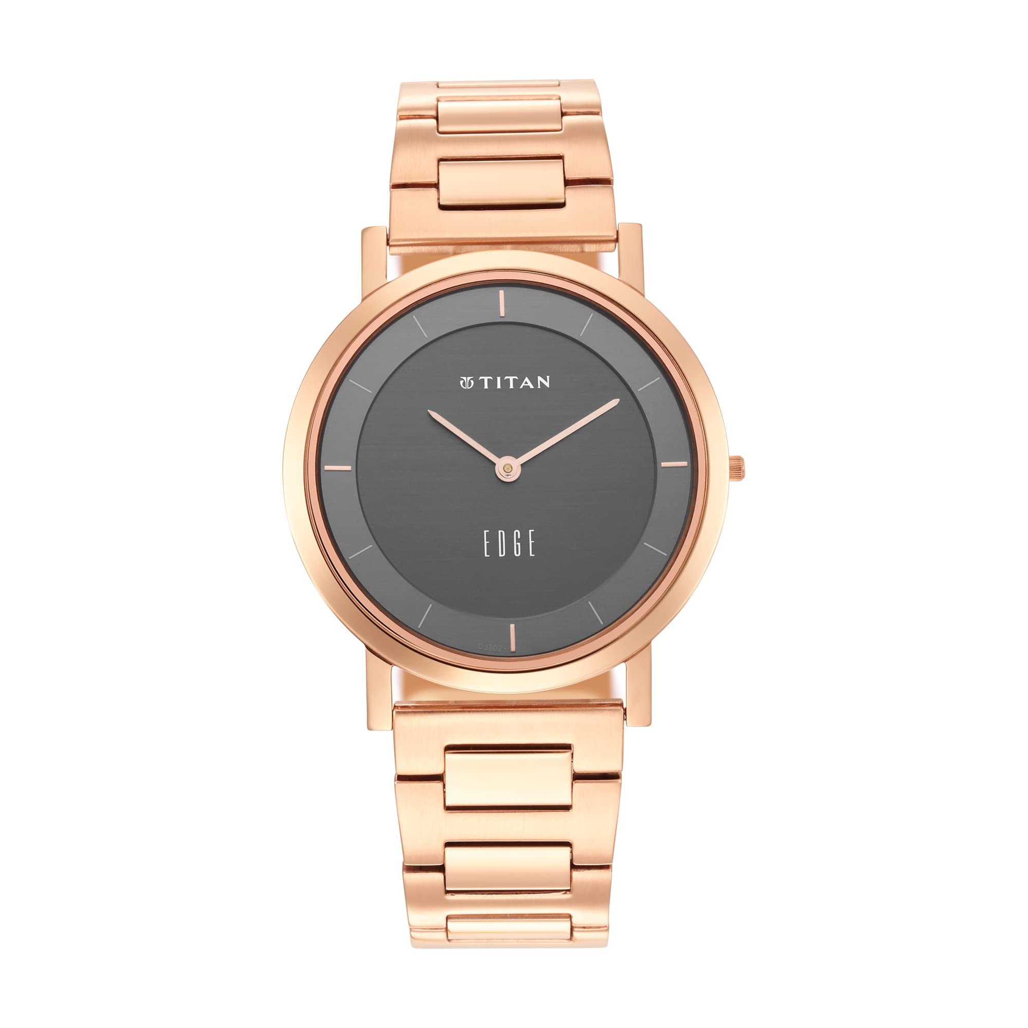 EDGE Titan Quartz Analog Grey Dial Rose Gold Stainless Steel Strap Watch for Men - NT1595WM01