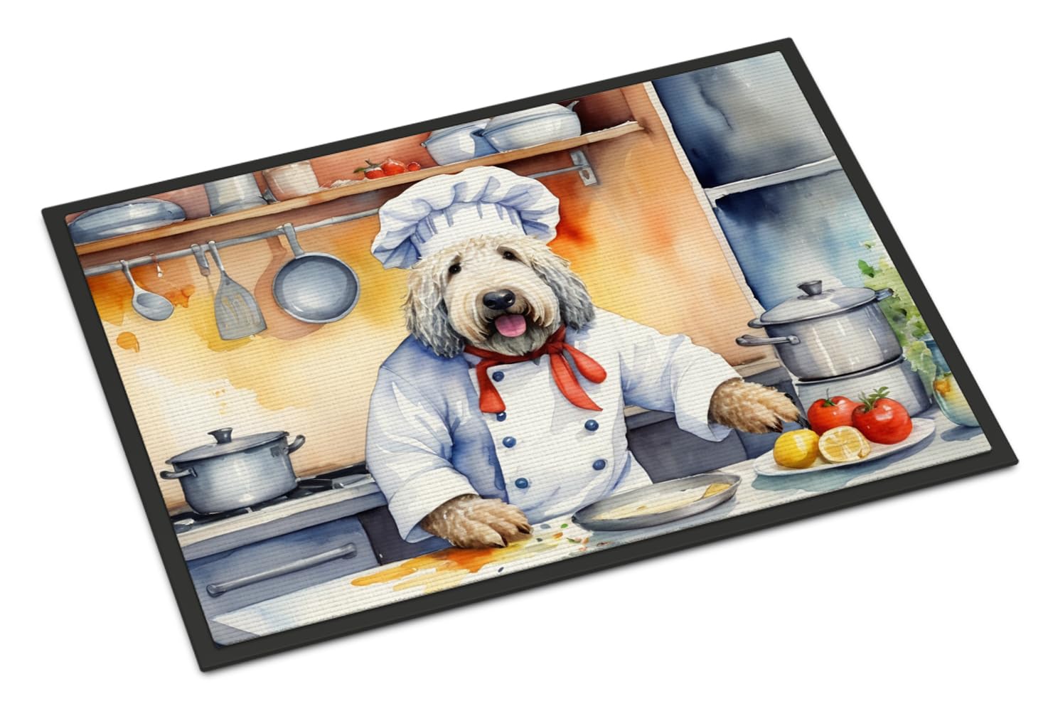 Carolines Treasures DAC6274JMAT Komondor The Chef Doormat Front Door Mat Indoor Outdoor Rugs for Entryway, Non Slip Washable Low Pile, 24H X 36W
