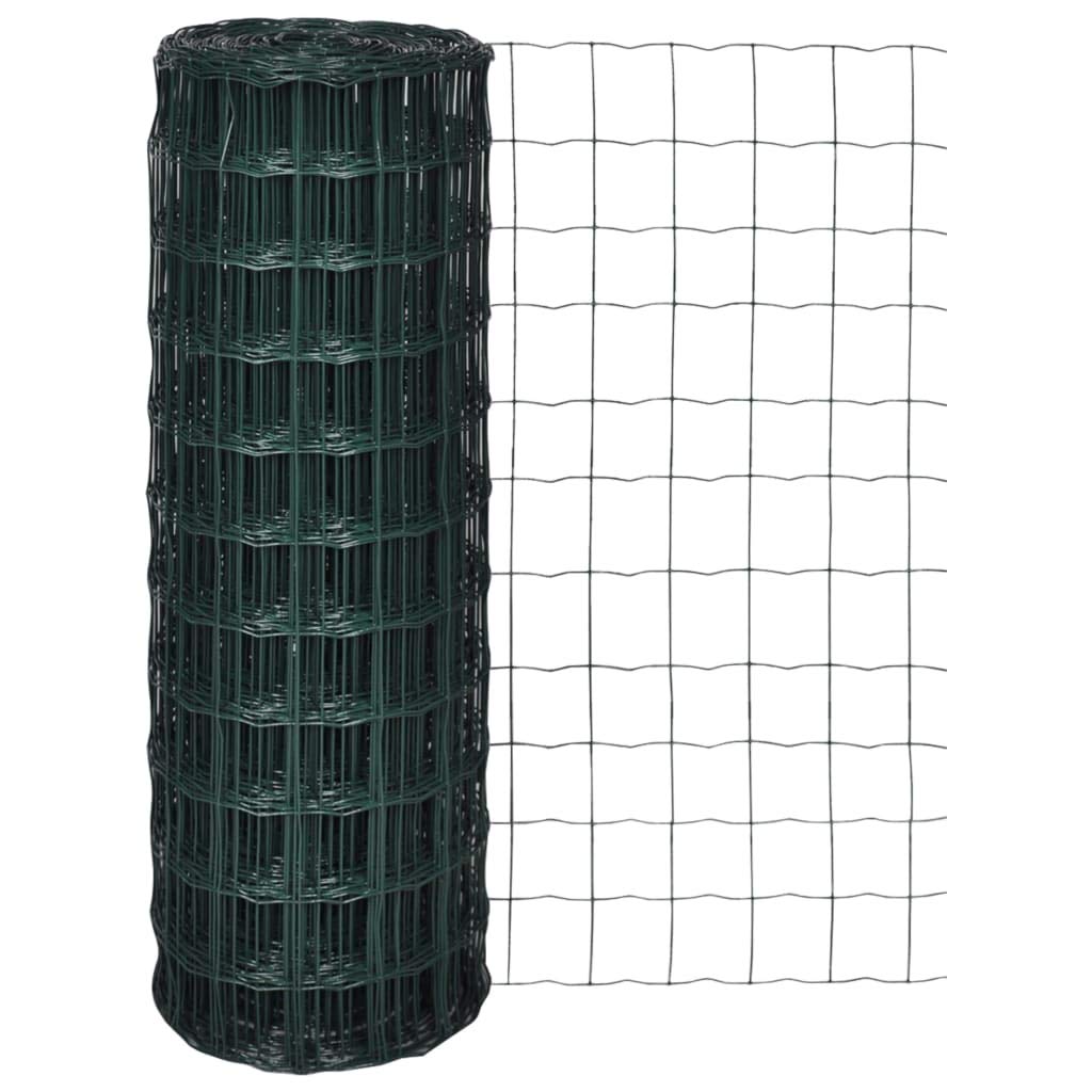 vidaXL Euro Fence Steel 82ft x 3.3ft Green