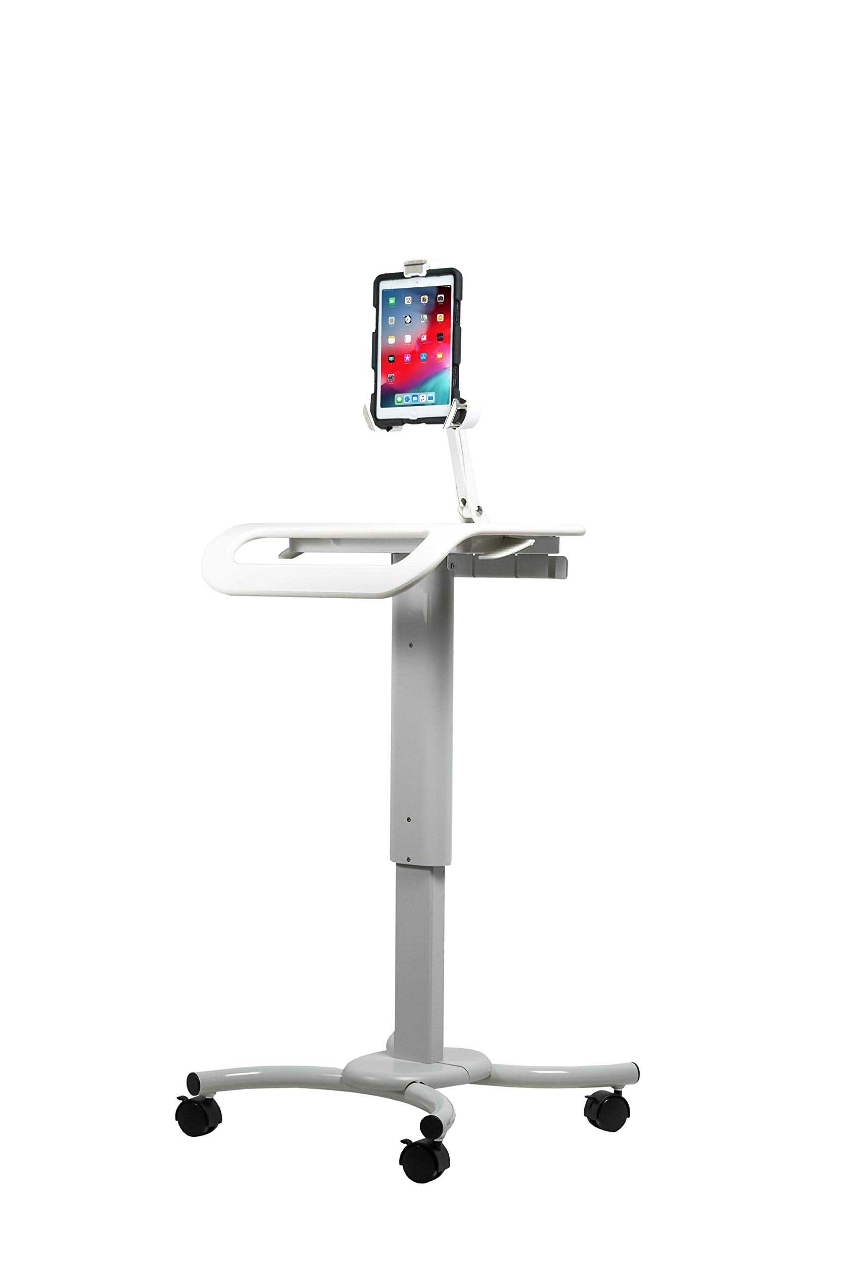 Height-Adjustable Rolling Security Workstation Cart for 7-14 Inch Tablets
