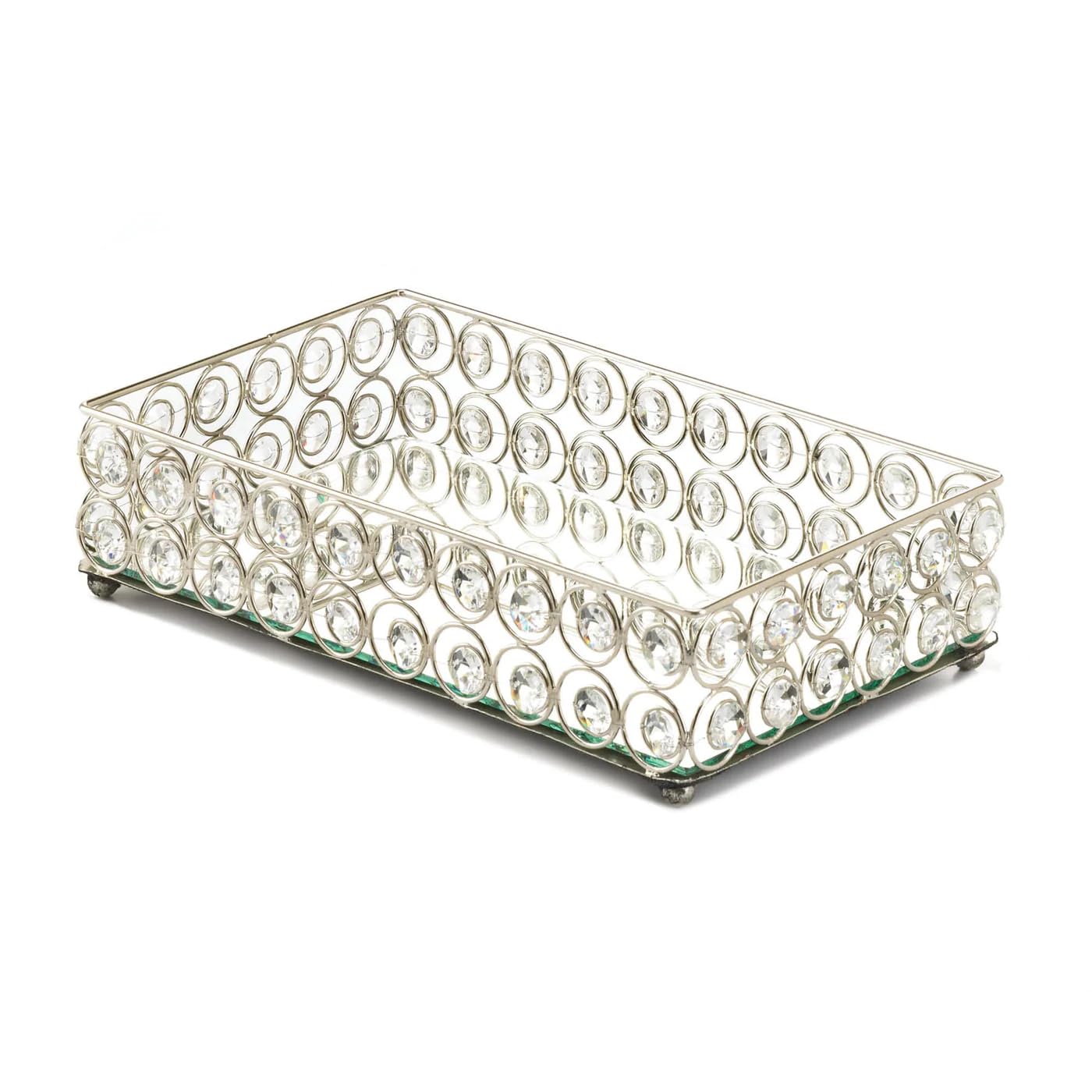 10018950 CRYSTAL TRAY, IRON, GLASS - Made in India