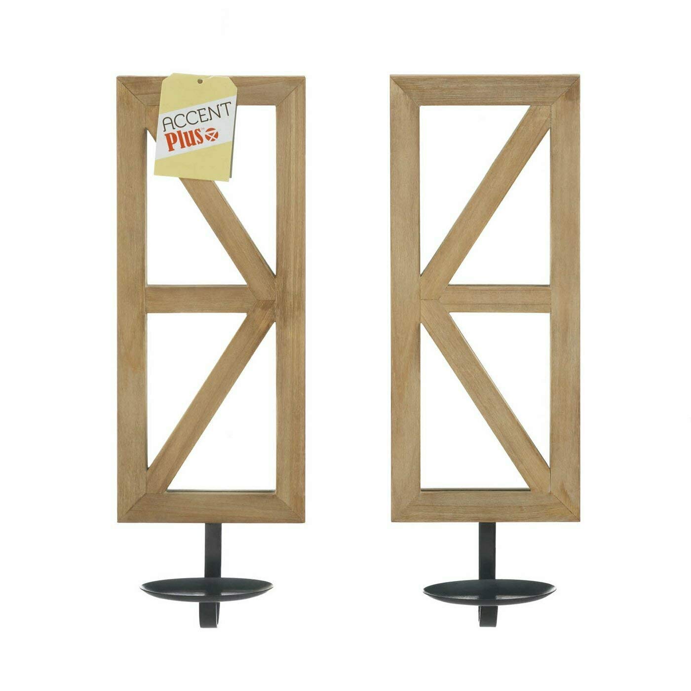 MIRRORED WOOD CANDLE SCONCE SET