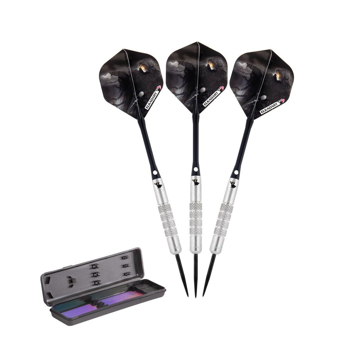 Elkadart Wizard 80% Tungsten Steel Tip Darts With Storage/Travel Case, 24 Grams,Silver