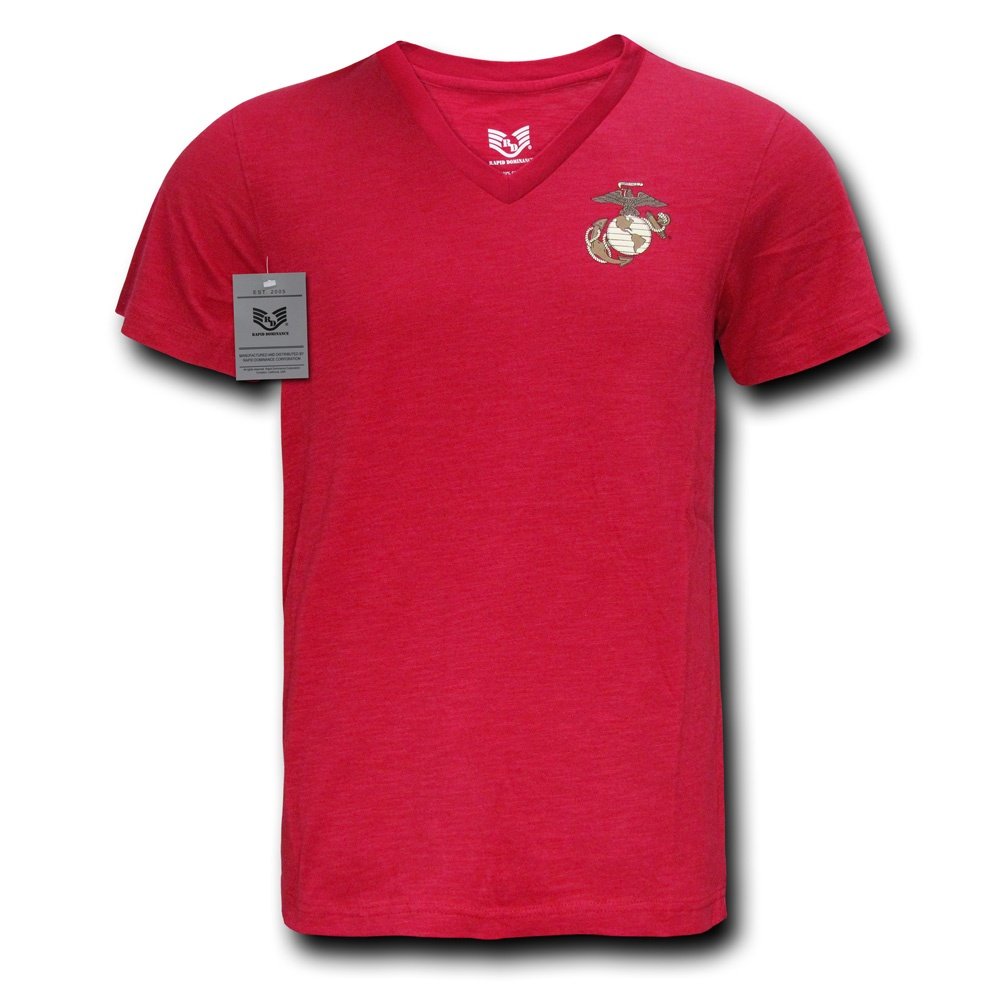 Military V-Neck Tee,Marines, Cardinal, M