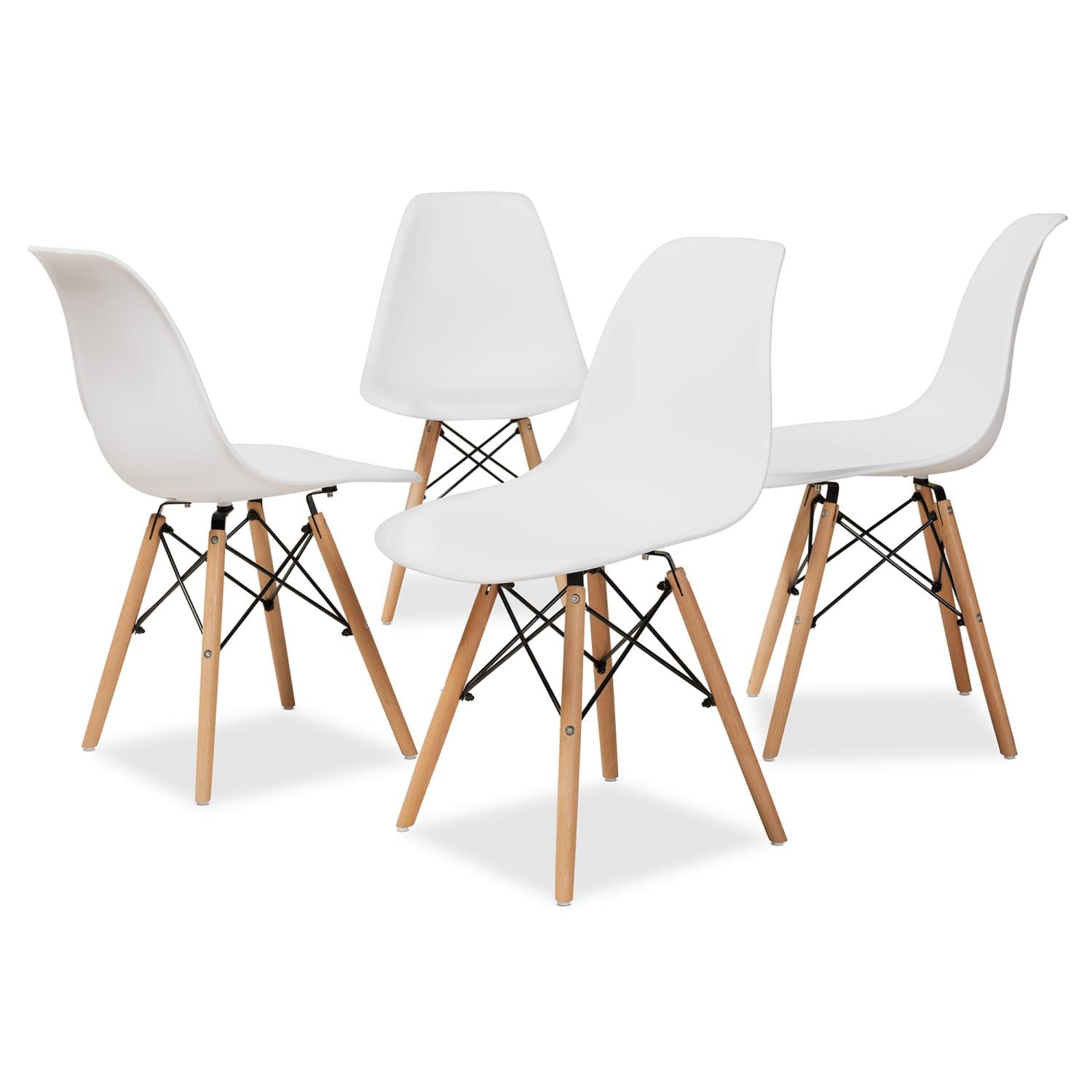 Baxton Studio Jaspen White And Oak Brown Finished Wood Dining Chair (Set Of 4)