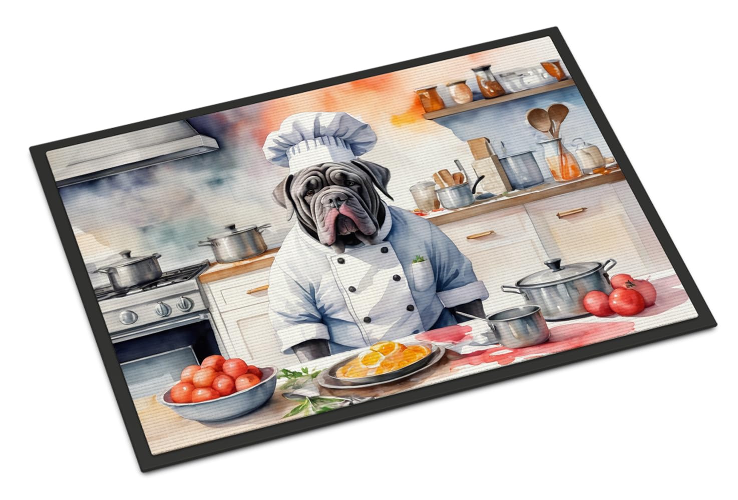 Carolines Treasures DAC6287MAT Neapolitan Mastiff The Chef Doormat Front Door Mat Indoor Outdoor Rugs for Entryway, Non Slip Washable Low Pile, 18H X 27W