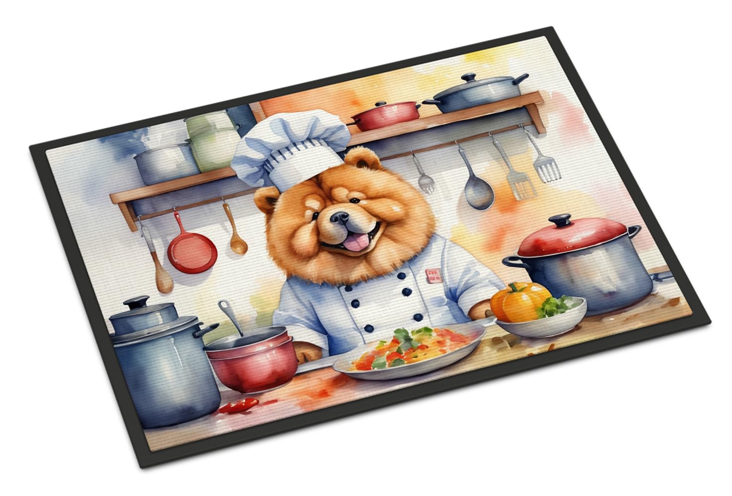 Carolines Treasures DAC6232JMAT Chow Chow The Chef Doormat Front Door Mat Indoor Outdoor Rugs for Entryway, Non Slip Washable Low Pile, 24H X 36W