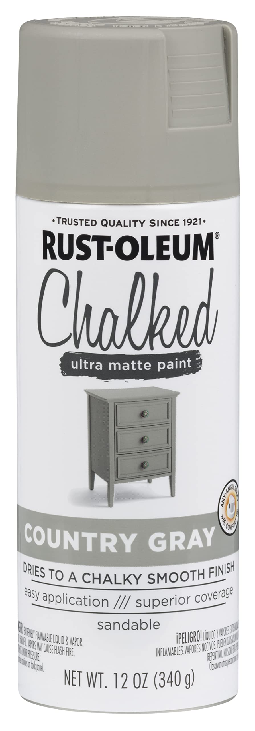 Rust-Oleum 302593 Series Chalked Ultra Matte Spray Paint, 12 Ounce (Pack Of 1), Country Gray