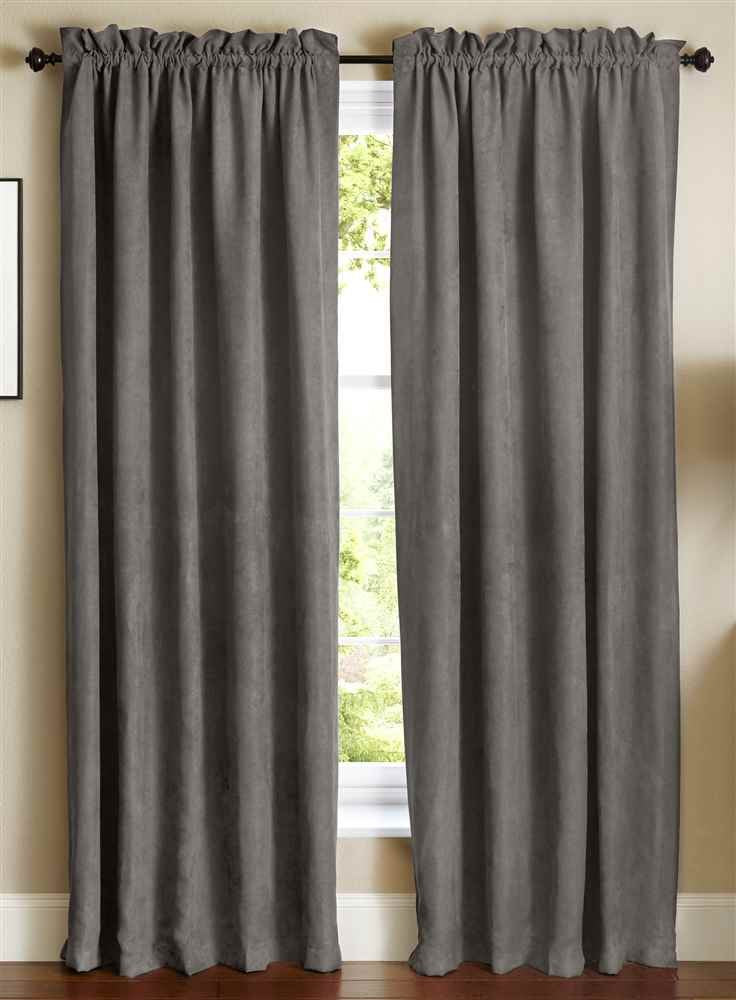 Blazing Needles 84-inch by 52-inch Microsuede Blackout Curtain Panels (Set of 2) - Steel Grey