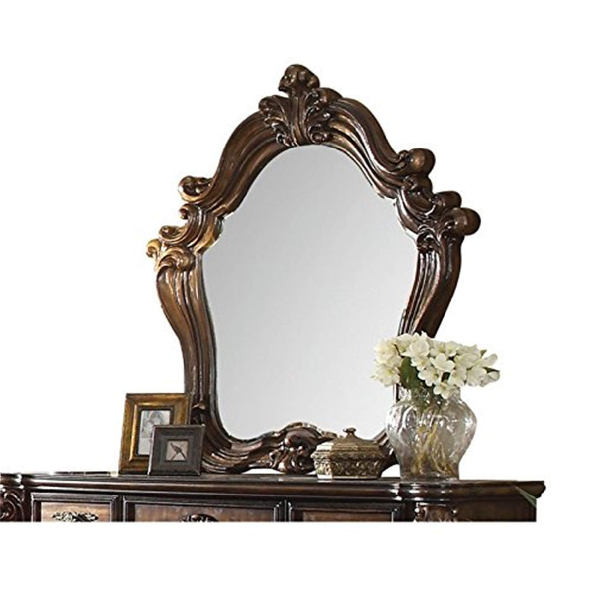 Acme Versailles Arched Top Wood Frame Dresser Mirror In Cherry Oak