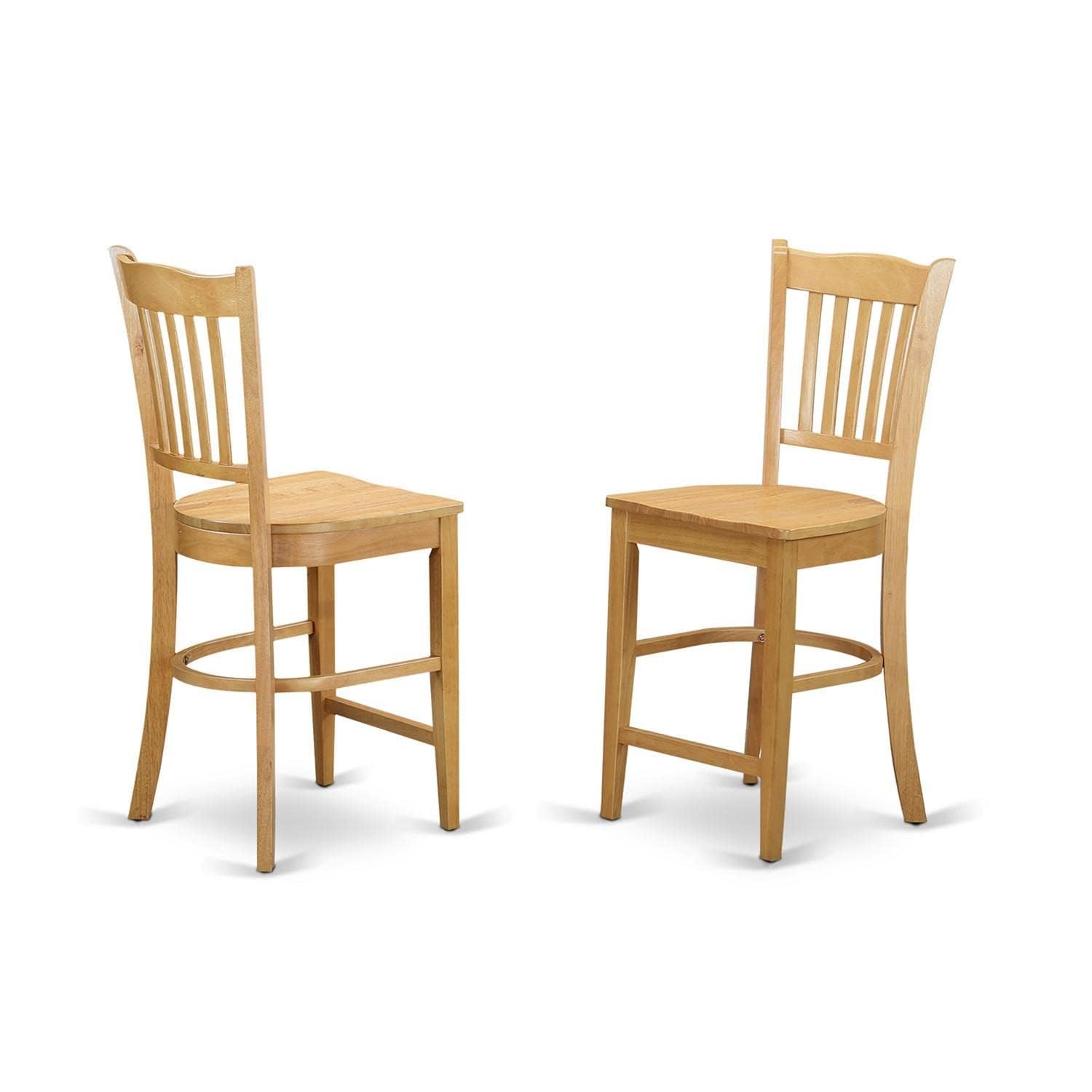East West Furniture GRS-Oak-W Dining Slat Back Wooden Seat Chairs
