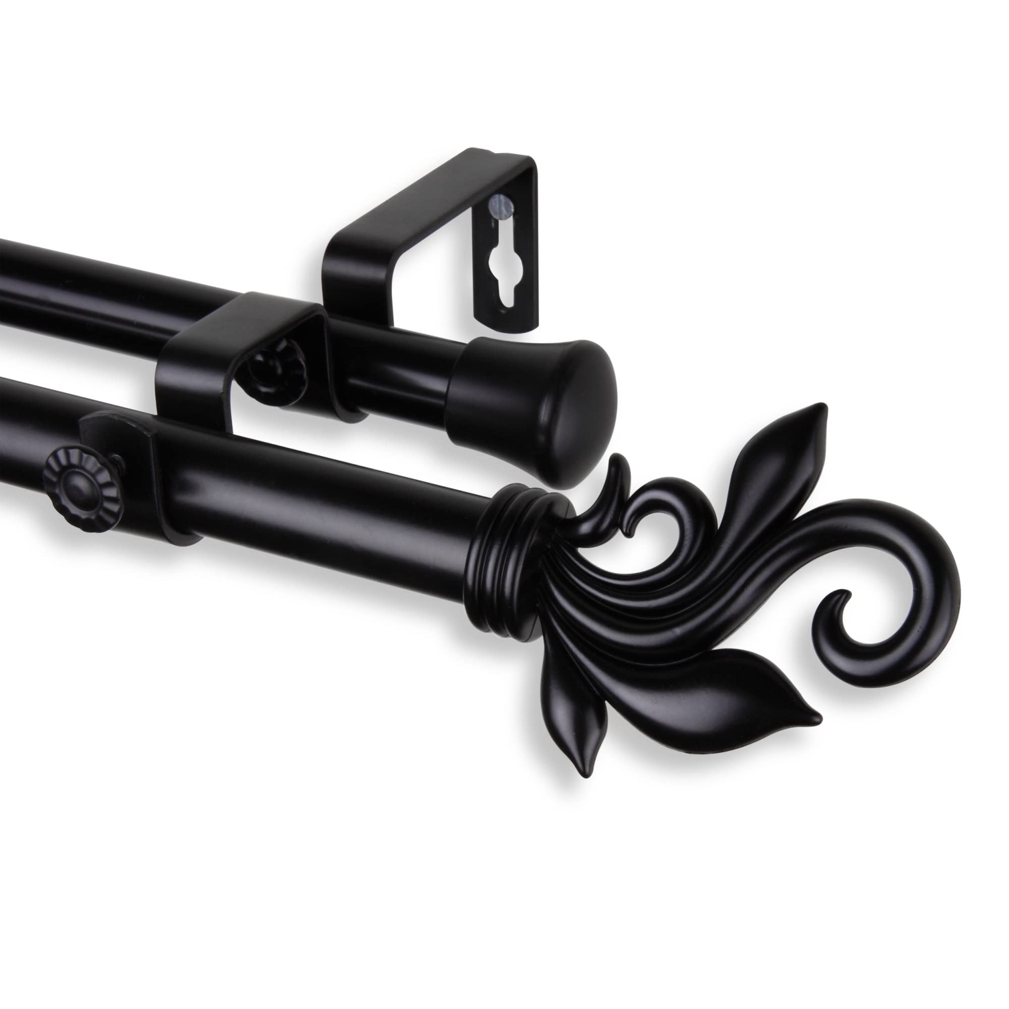Micah Double Curtain Rod 3/4 inch dia. 66-120 - Black