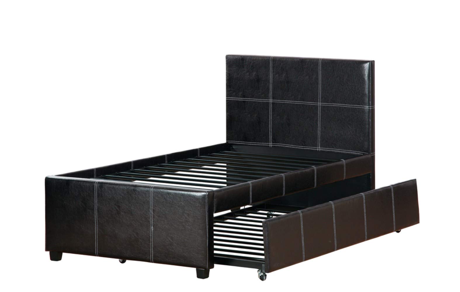 Mesmeric Twin Bed With Trundle Espresso Faux Leather,Brown