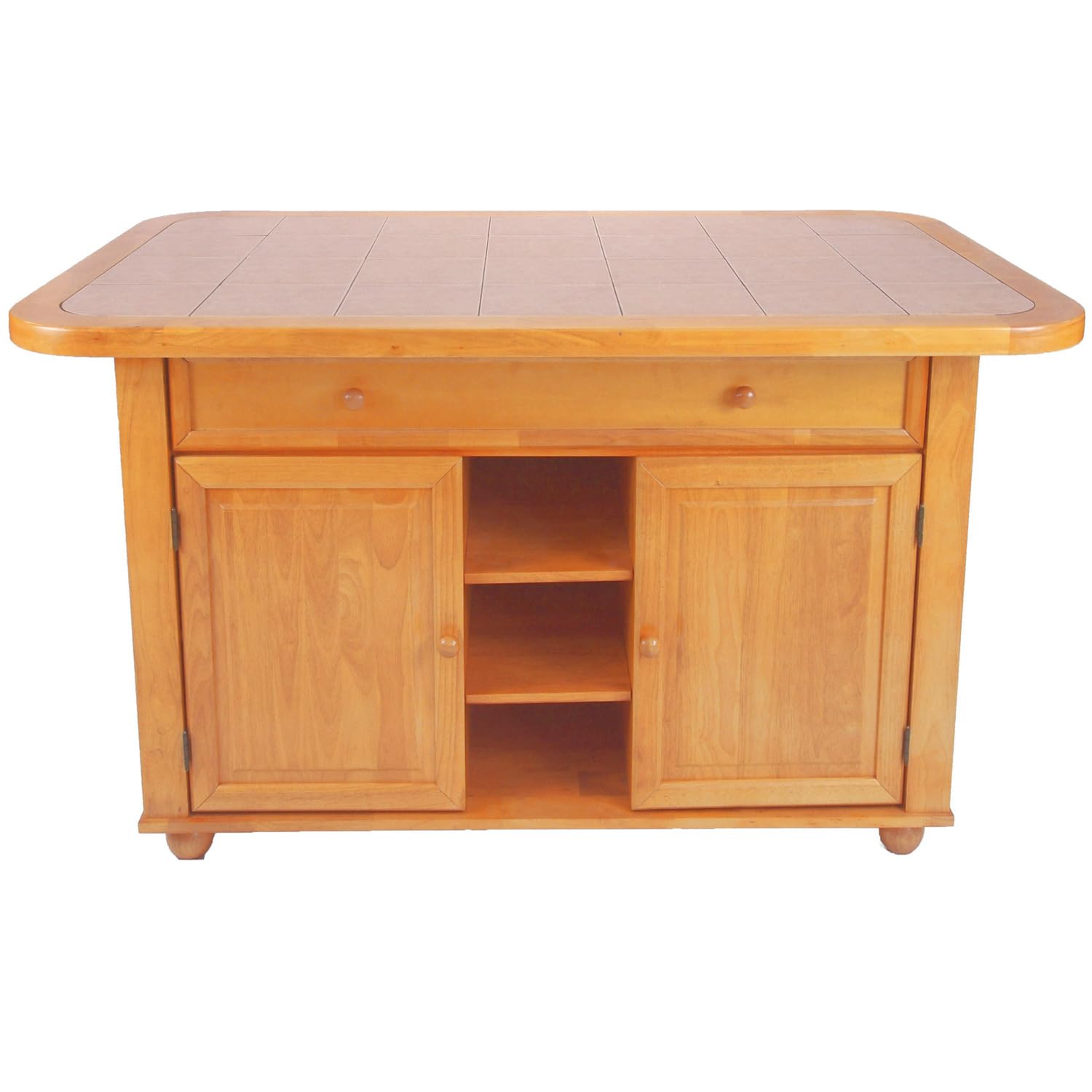 Sunset Trading 3 Piece Light Oak Kitchen Island Set | Terracotta Rose Tile Top