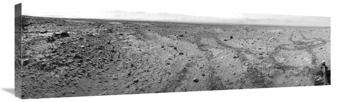 Mars Gale Crater with Tire Tracks -  Panoramic Mosaic, August 15, 2014-Canvas Art-40x12”