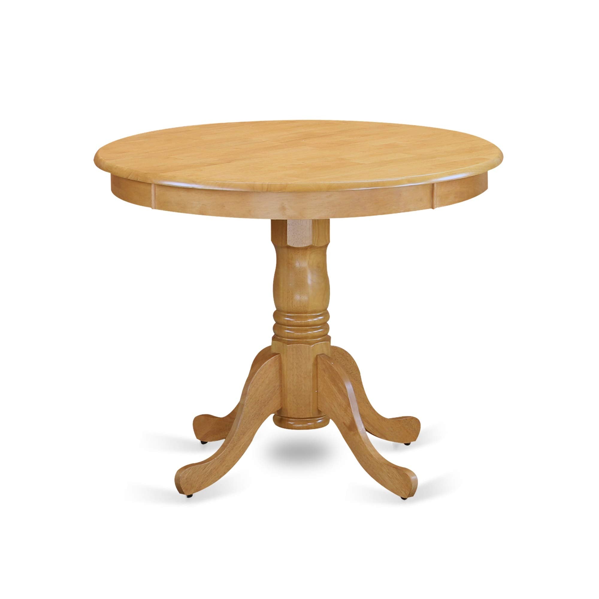 Casafoyer ANBR3-OAK-18 3 Piece Dining Room Table Set Contains a Round Kitchen Table with Pedestal and 2 Brown Linen Linen Fabric Parsons Dining Chairs, 36x36 Inch, Oak