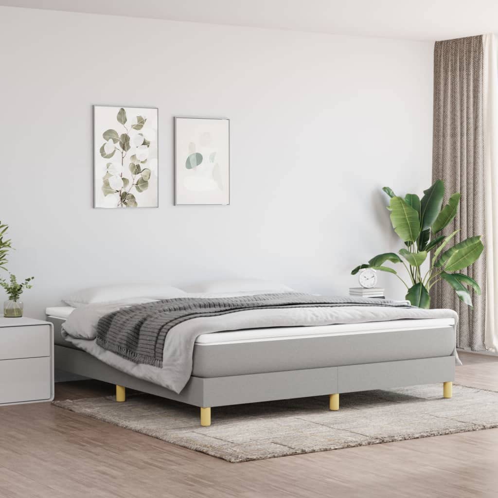 vidaXL Box Spring Bed Frame Light Gray 76x79.9??King Fabric
