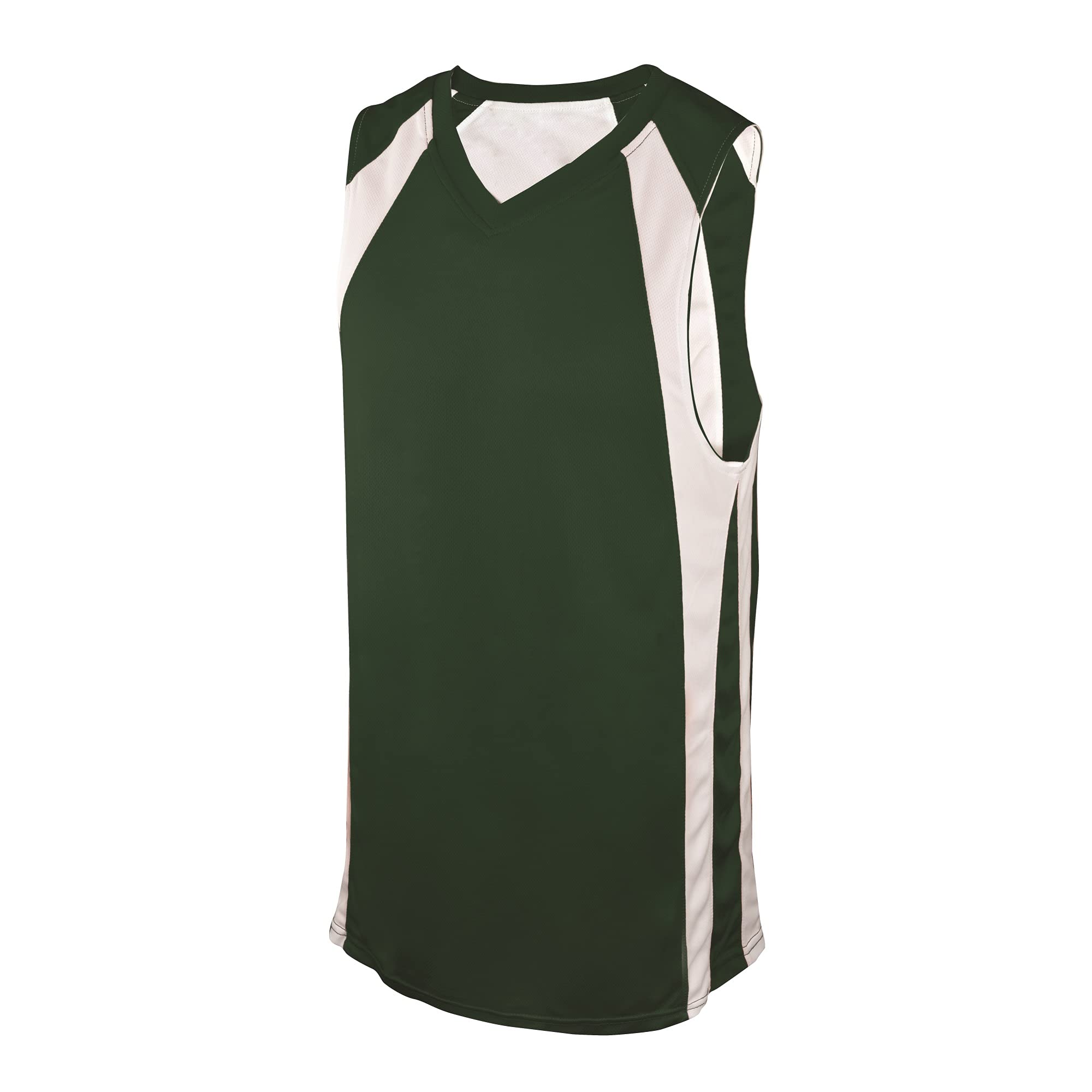 REV. BASKETBALL JERSEY, DK GREEN/WHITE, ADULT-MEDIUM