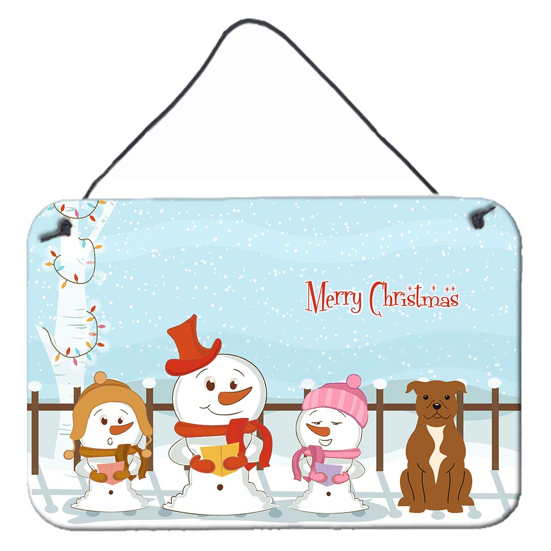 Merry Christmas Carolers Design with Dog Art Wall or Door Hanging Prints