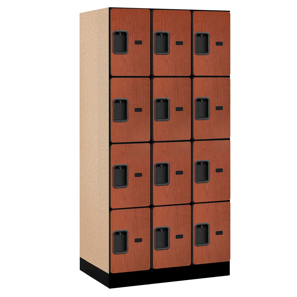 12 Wide Four Tier Designer Wood Locker - 3 Wide - 6 Feet High - 21 Inches Deep - Cherry