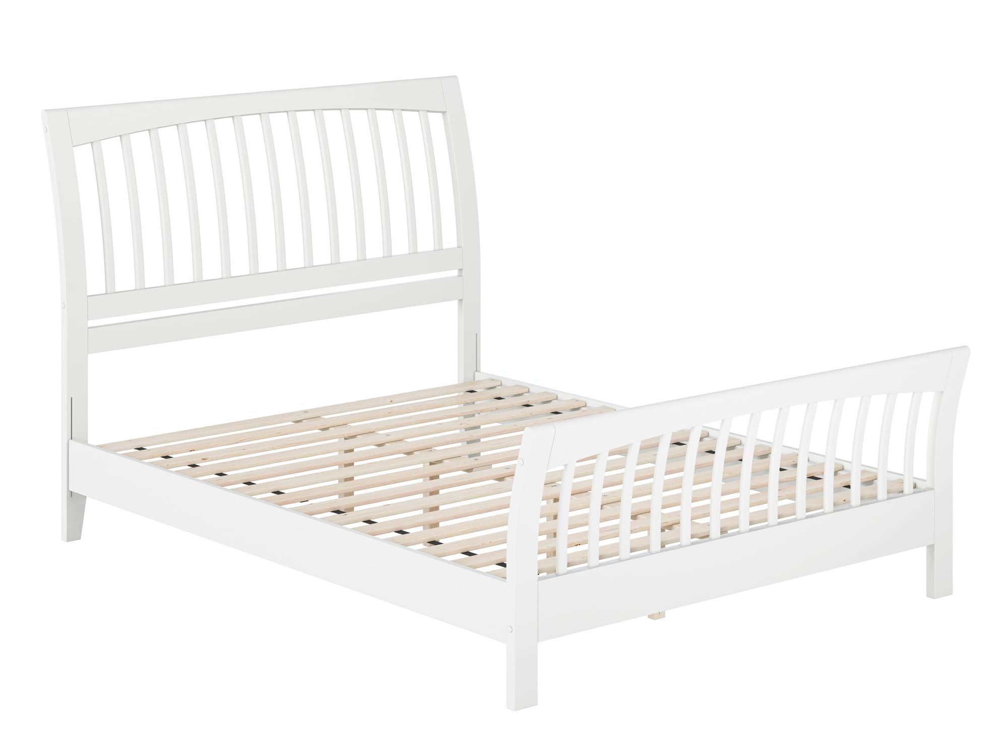 Orleans Queen Solid Wood Low Profile Platform Bed with Matching Footboard in White