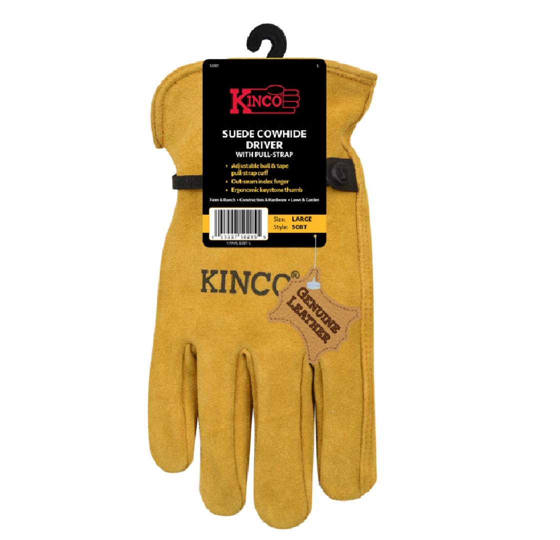 Kinco 50Bt Suede Cowhide Leather Glove With Pull-Strap