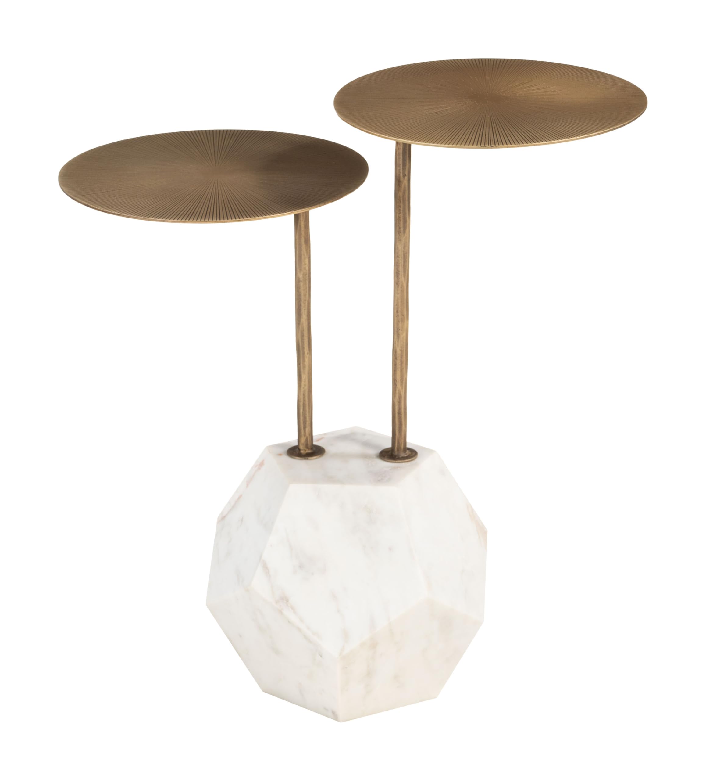 Anten Side Table Brass & White