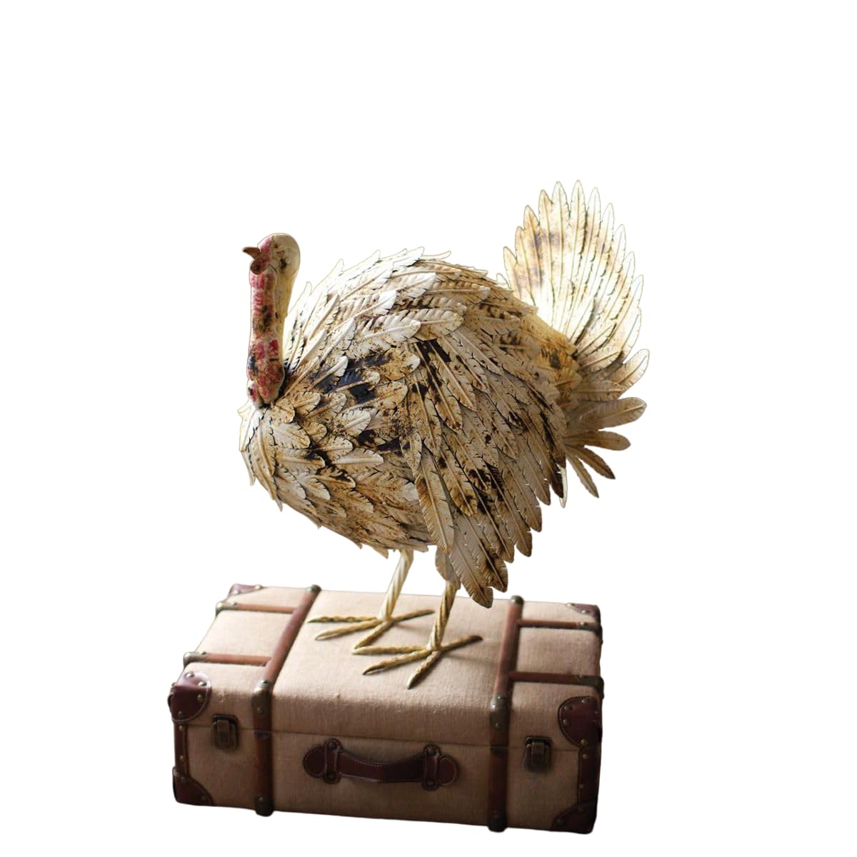 Antique White Painted Metal Turkey