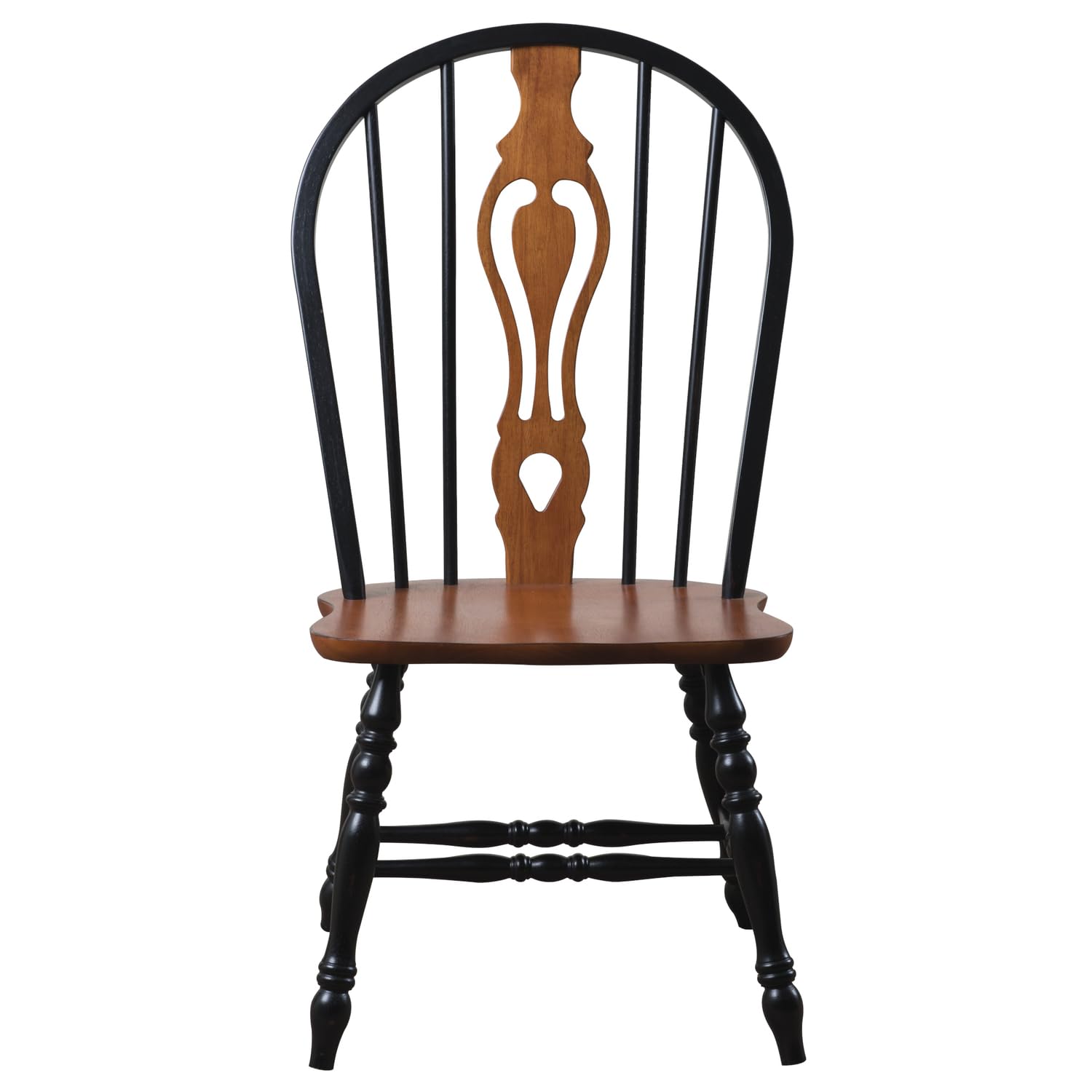 Sunset Trading Black Cherry Selections Keyhole Dining Chair | Antique Black with Cherry Seat | Set of 2