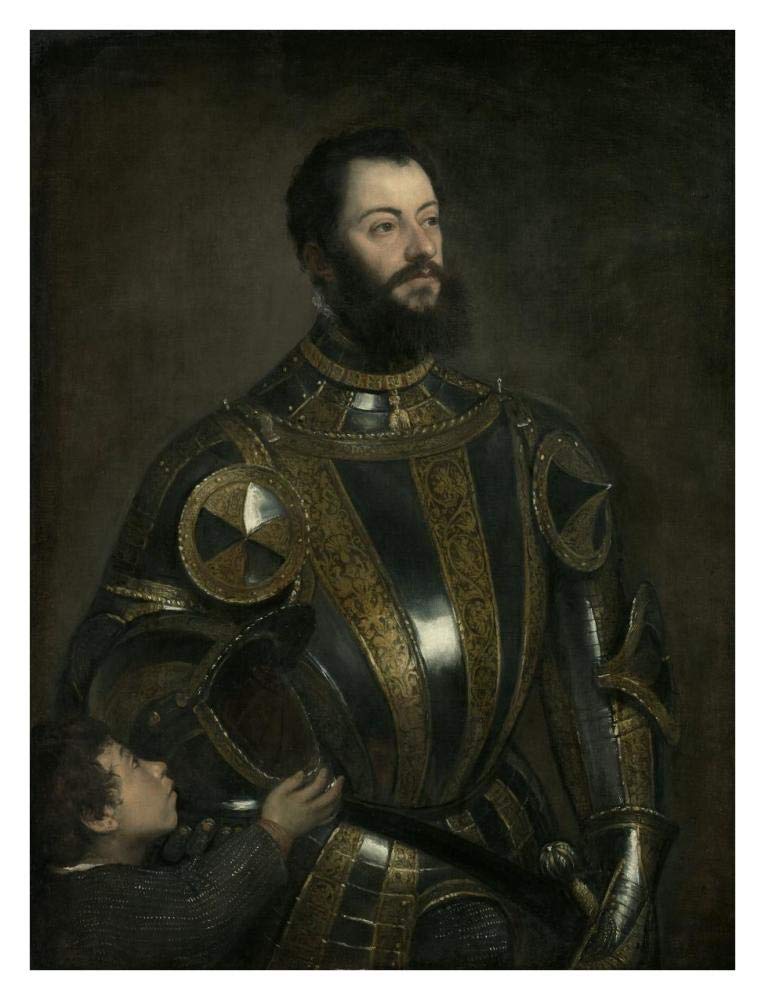 Portrait of Alfonso dAvalos, Marchese del Vasto, in Armor with a Page-Paper Art-26x34”