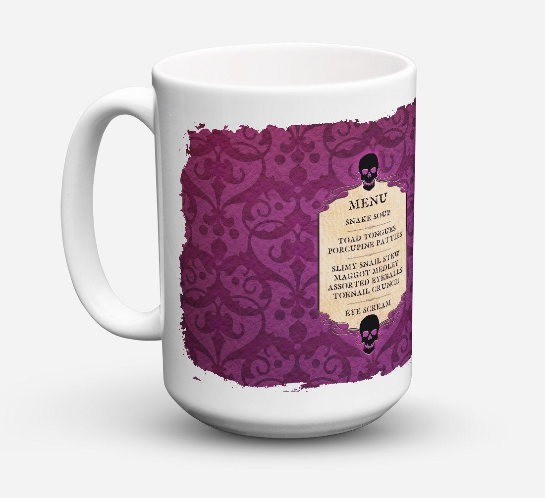 Goulish Menu including Eye Screen Snake soup Halloween Coffee Mug 15 oz