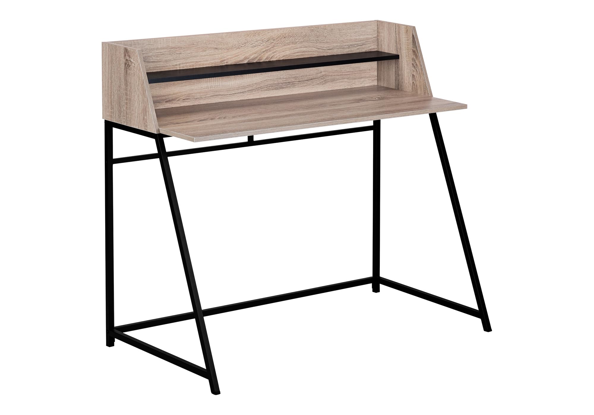 Monarch Specialties 7546 Computer Desk, Home Office, Laptop, Storage Shelves, 48' L, Work, Metal, Laminate, Brown, Contemporary, Modern Desk-48, 47.25'L X 23.75'W X 39.25'H, Dark Taupe Wood-Look/Black