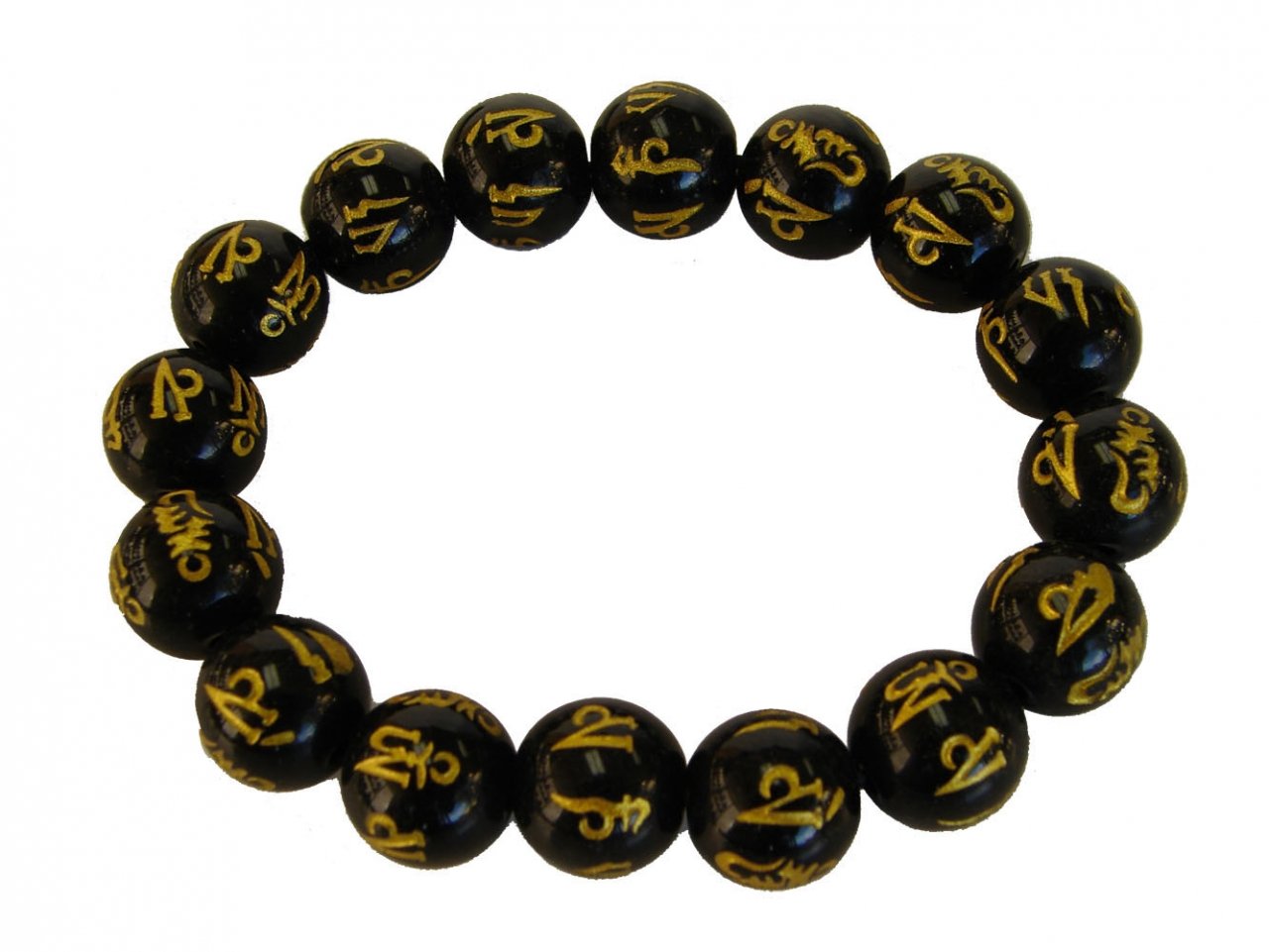 Black Obsidian Bracelet with Mantra