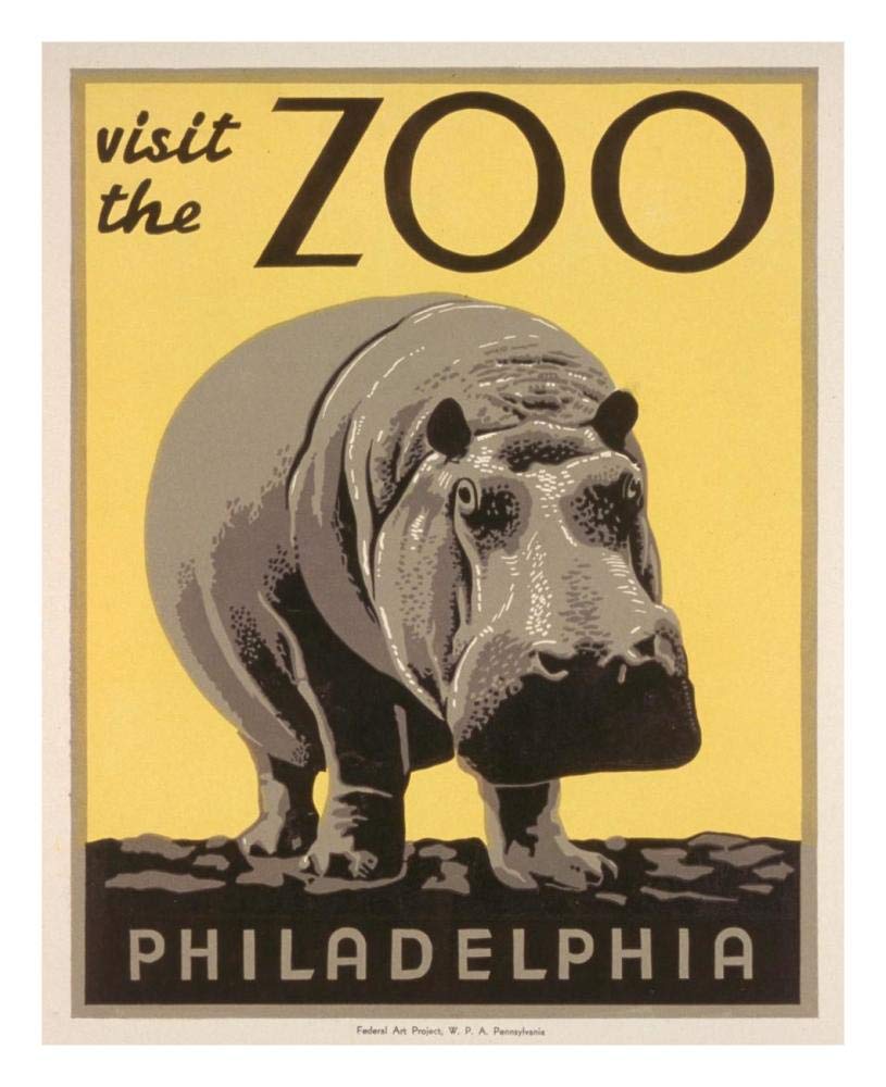 Visit the zoo - Philadelphia - Hippo-Paper Art-22x26”