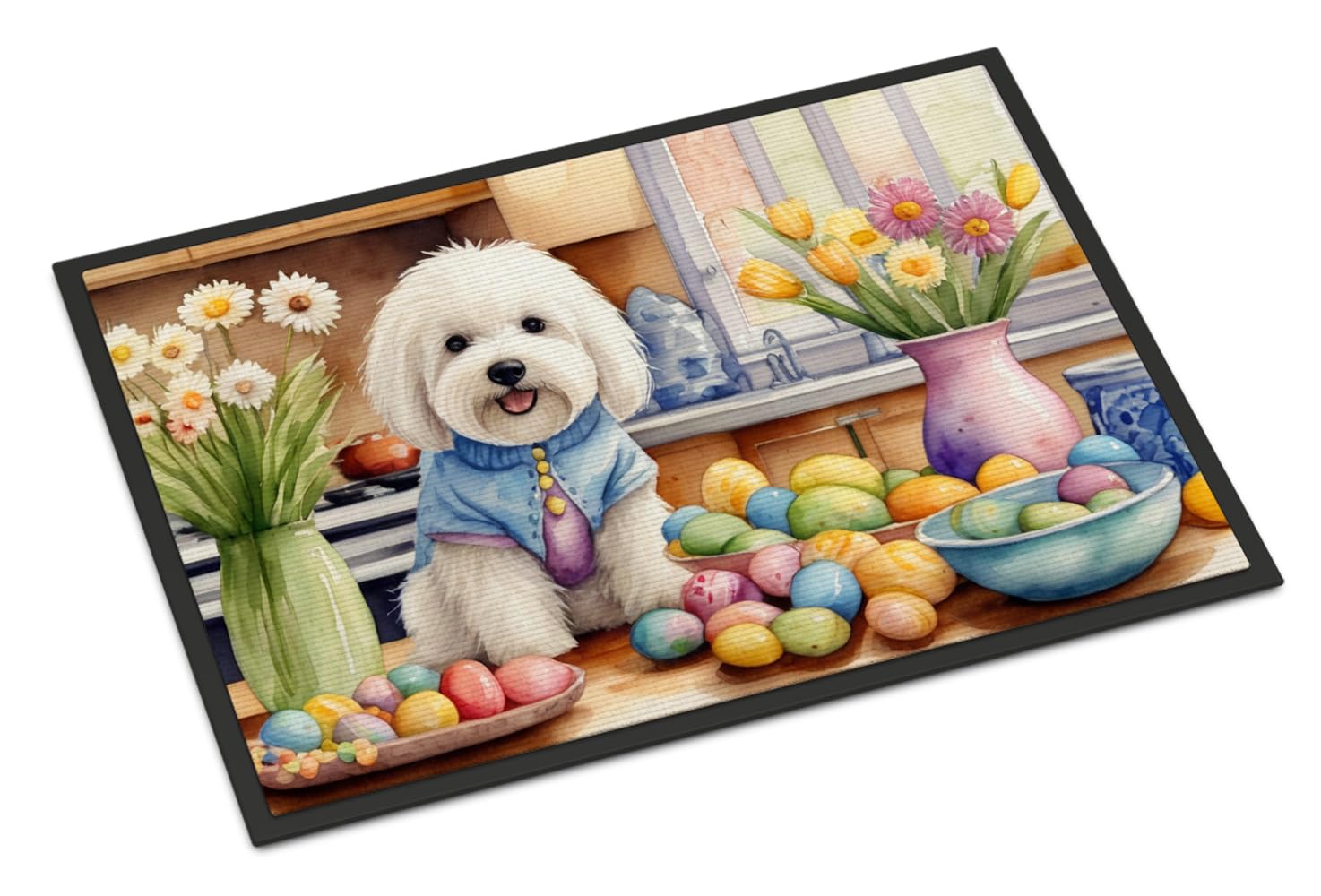 Carolines Treasures DAC6797MAT Decorating Easter Coton de Tulear Doormat Front Door Mat Indoor Outdoor Rugs for Entryway, Non Slip Washable Low Pile, 18H X 27W
