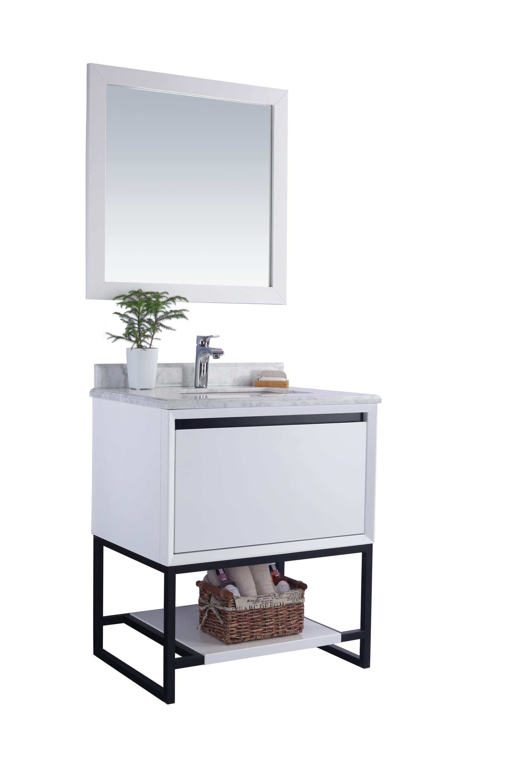 Alto 30 - White Cabinet + White Carrara Marble Countertop