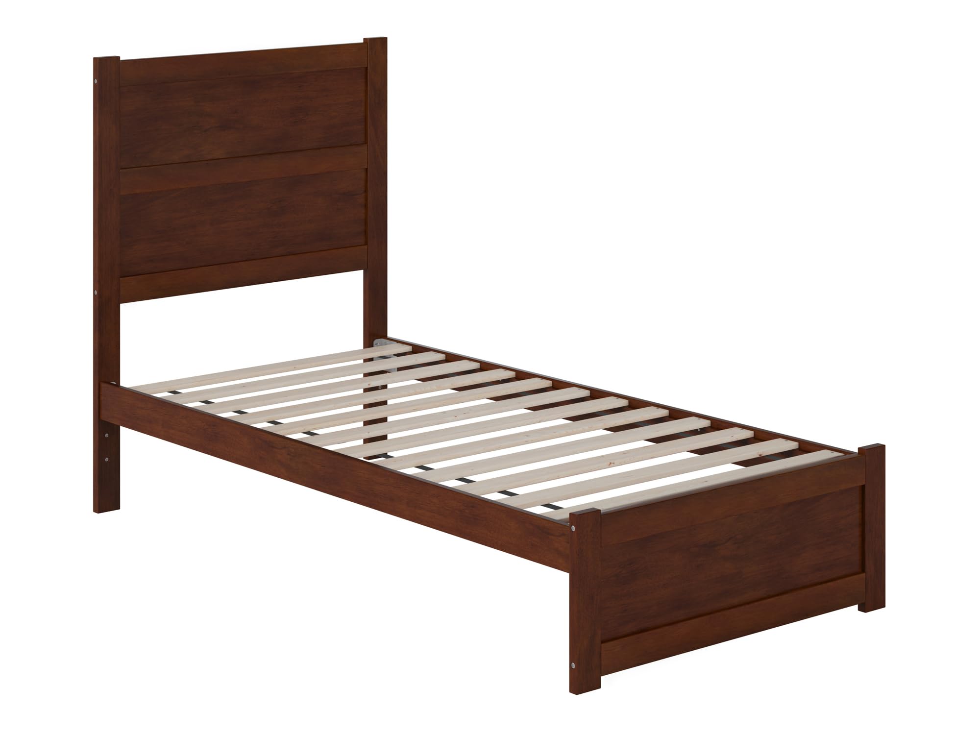 NoHo Twin Platform Bed with Matching Footboard in Walnut