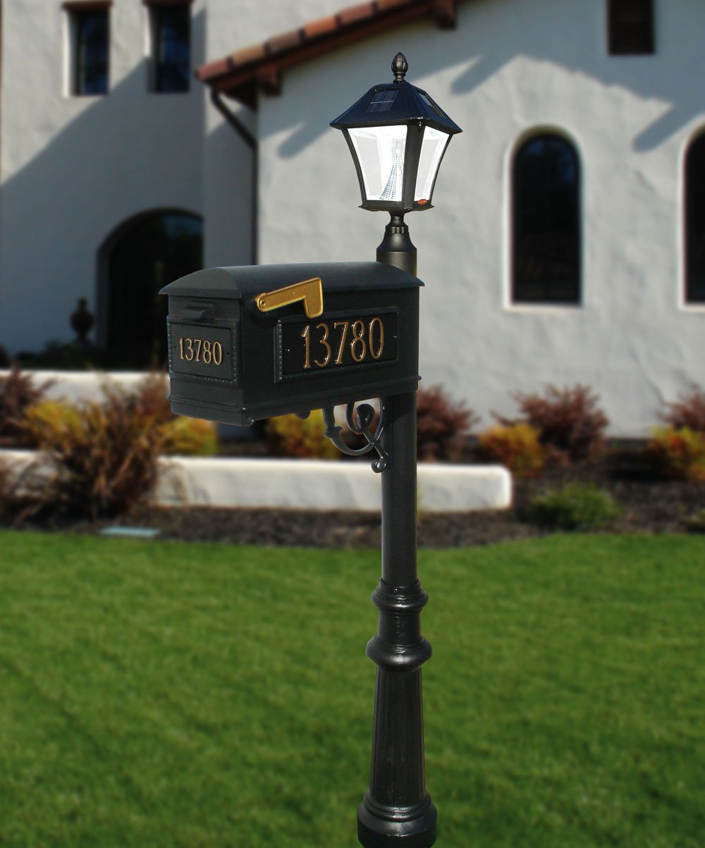 Lewiston Post System Only with Bayview Solar Lamp, support bracket and fluted base , White