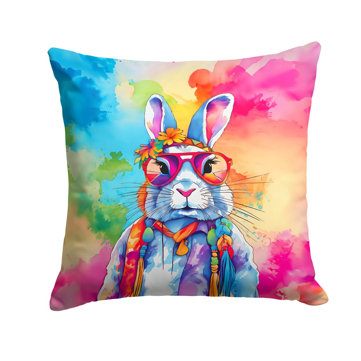 Hippie Animal Rabbit Throw Pillow