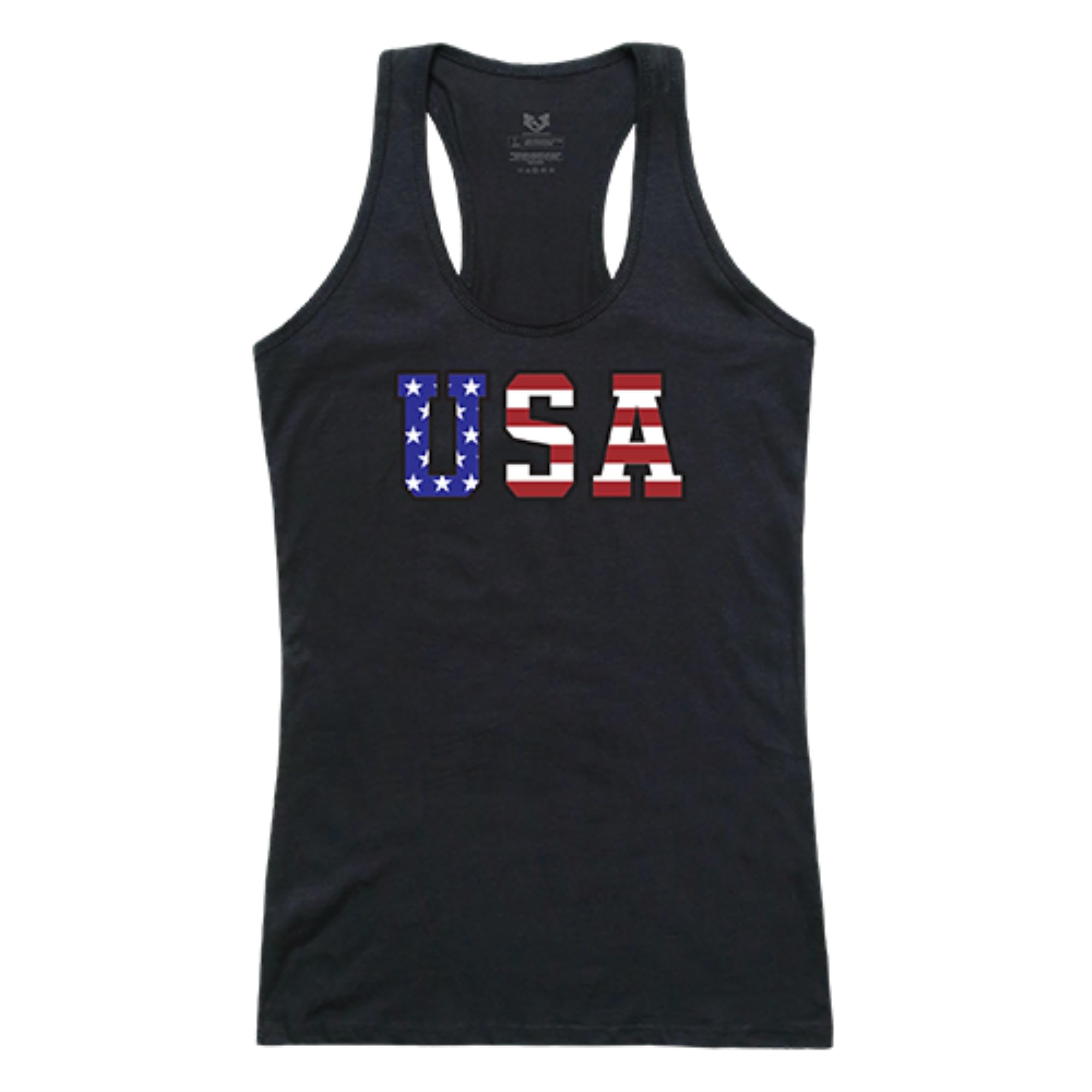 Graphic Tank, Flag Text, Black, M