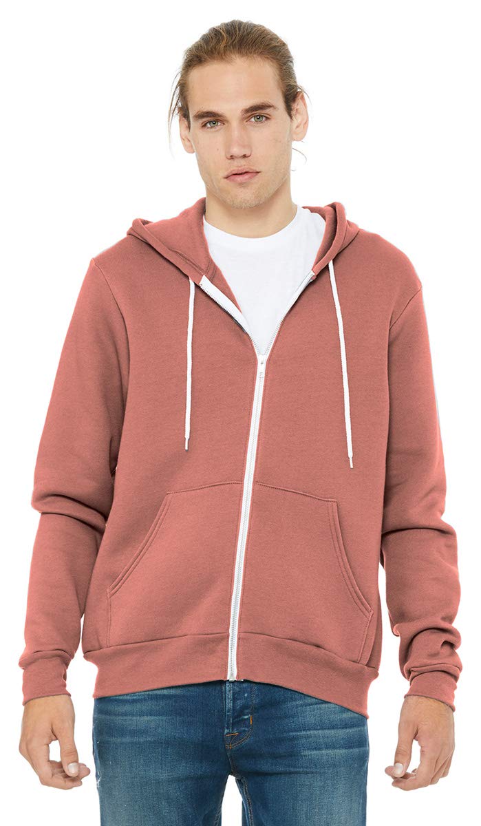 BELLA + CANVAS Unisex Sponge Fleece Full-Zip Hoodie - Mauve, L