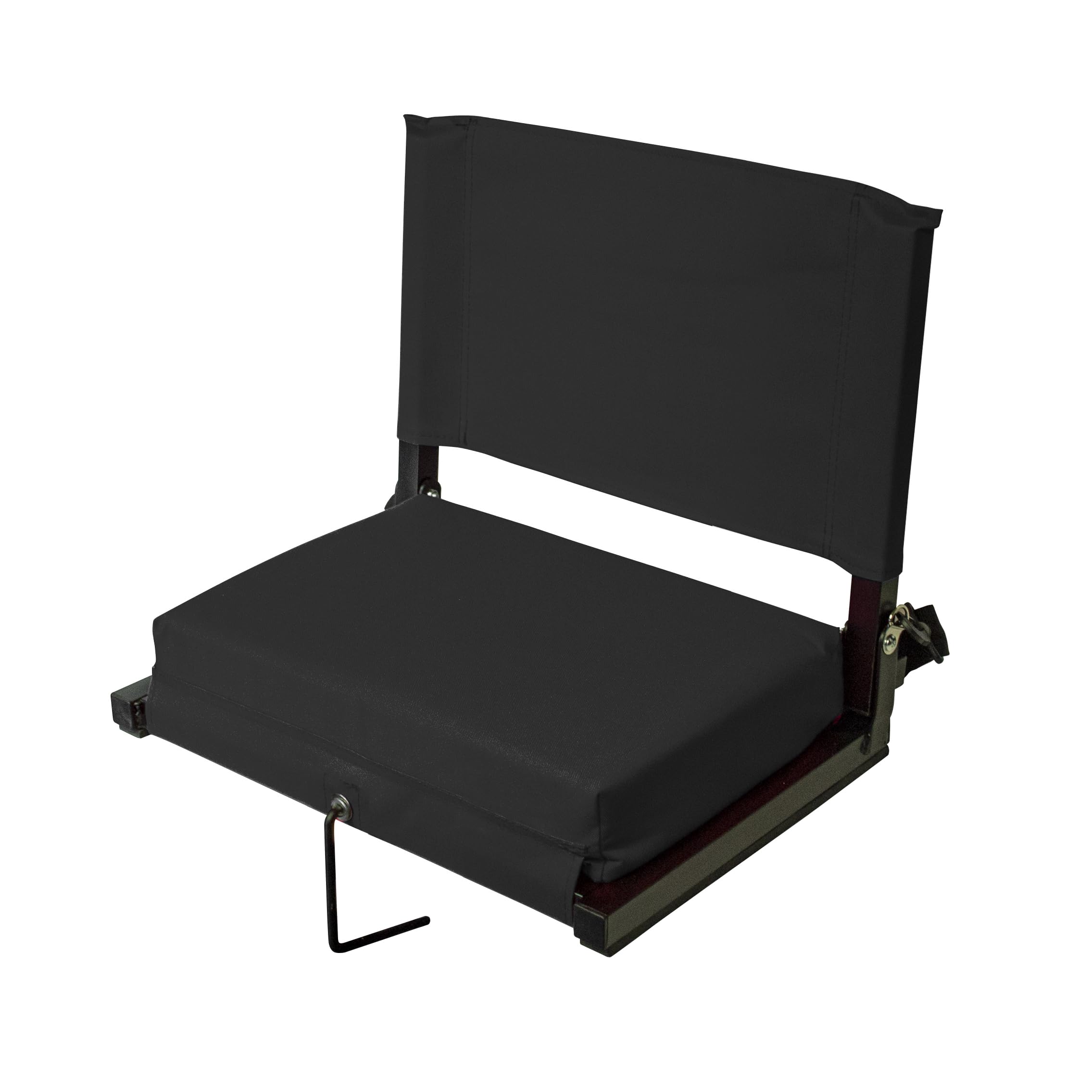 Outdoor Leisure Stadium Chairs For Bleachers With Back Support Products, Large Ultra-Padded Seat For Complete Comfort, Easy Carry Handle With Adjustable Shoulder Strap, Black (Stadblkl)